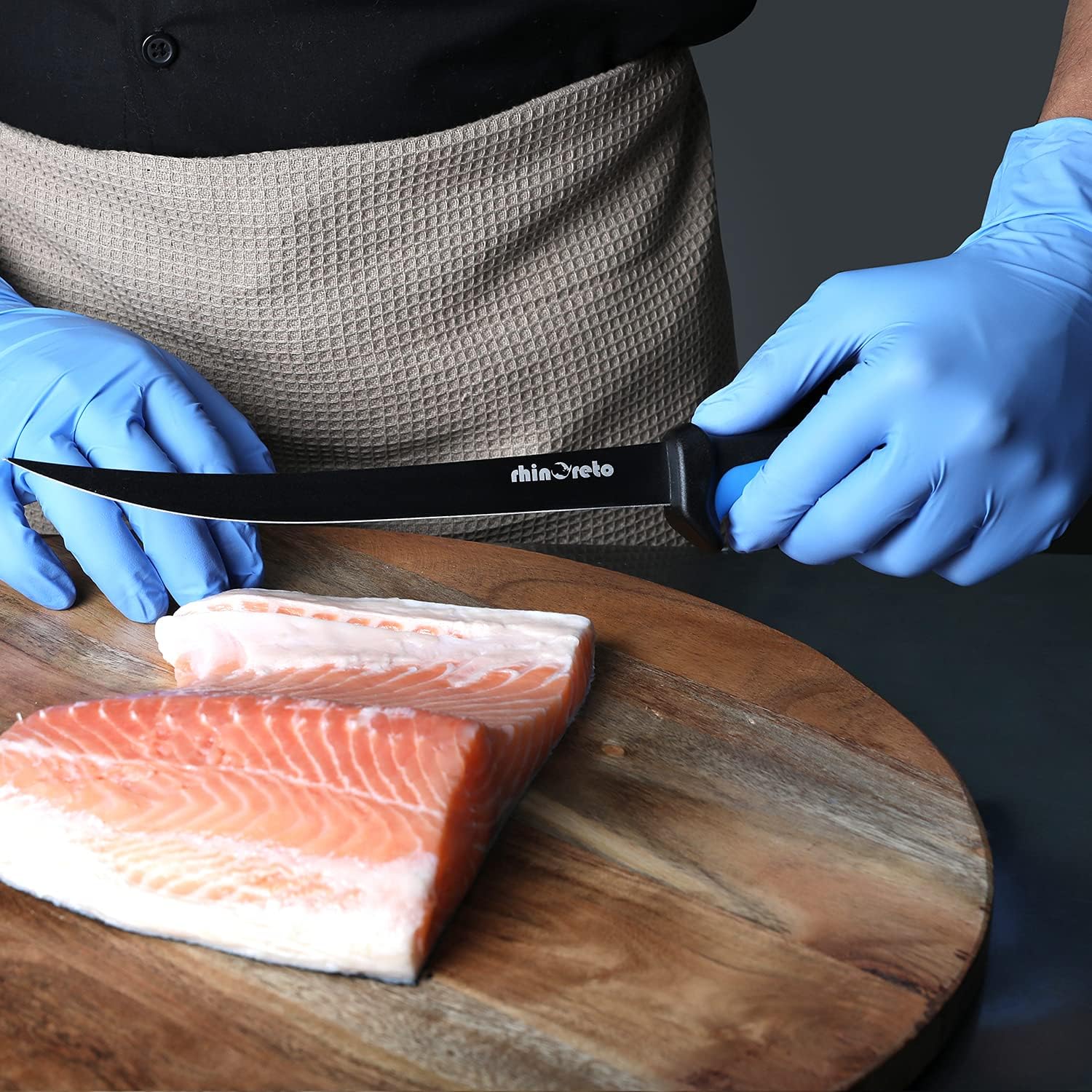 Rhinoreto Cuchillo de filete de pescado y cuchillo de pesca con funda y herramienta de afilado. Cuchillo de filete para pescado y cuchillo de