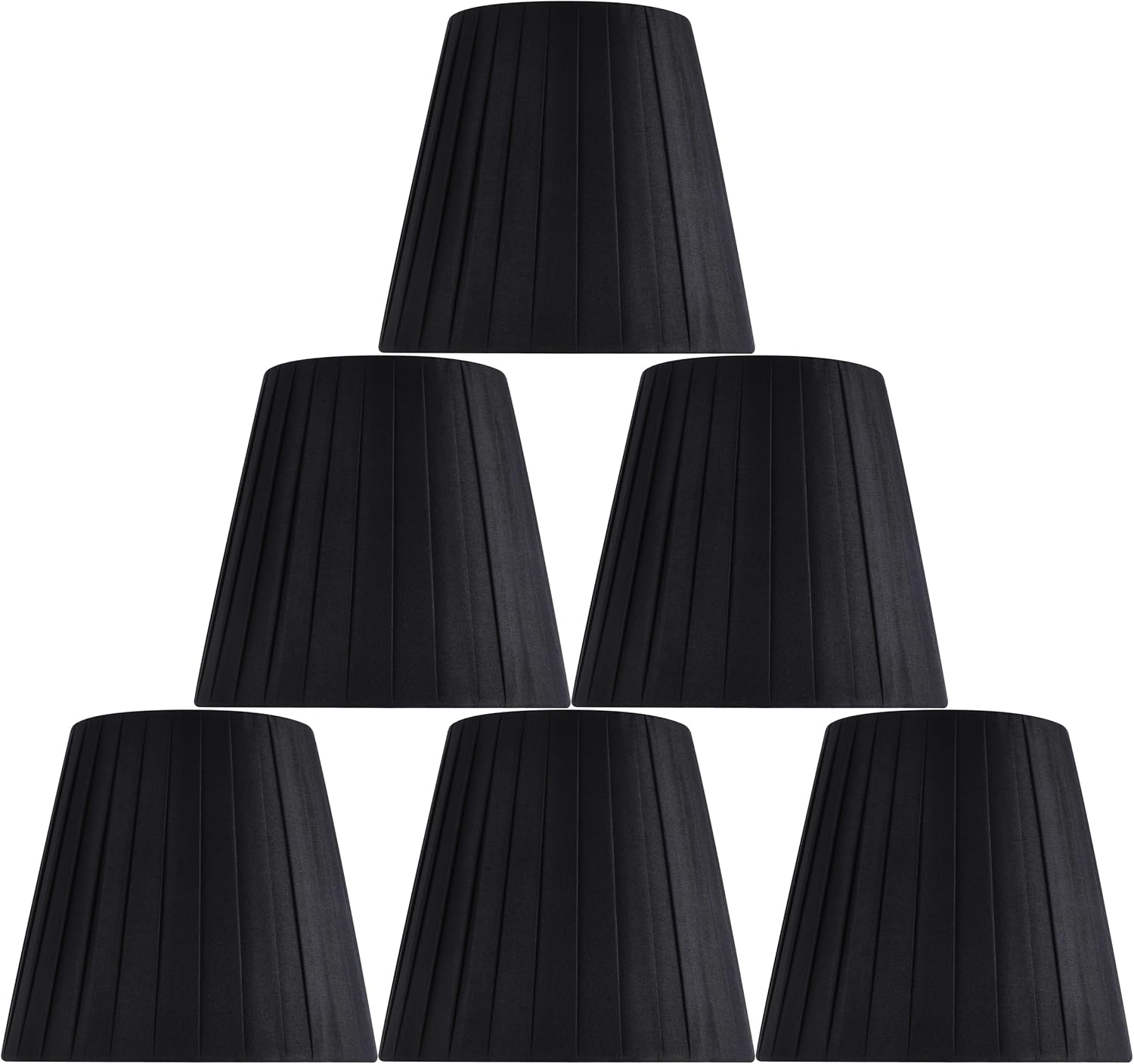 Juego de 6 lámparas de araña de lino natural negro con clip para candelabros, lámparas de pared y otros accesorios de iluminación con bombillas E12