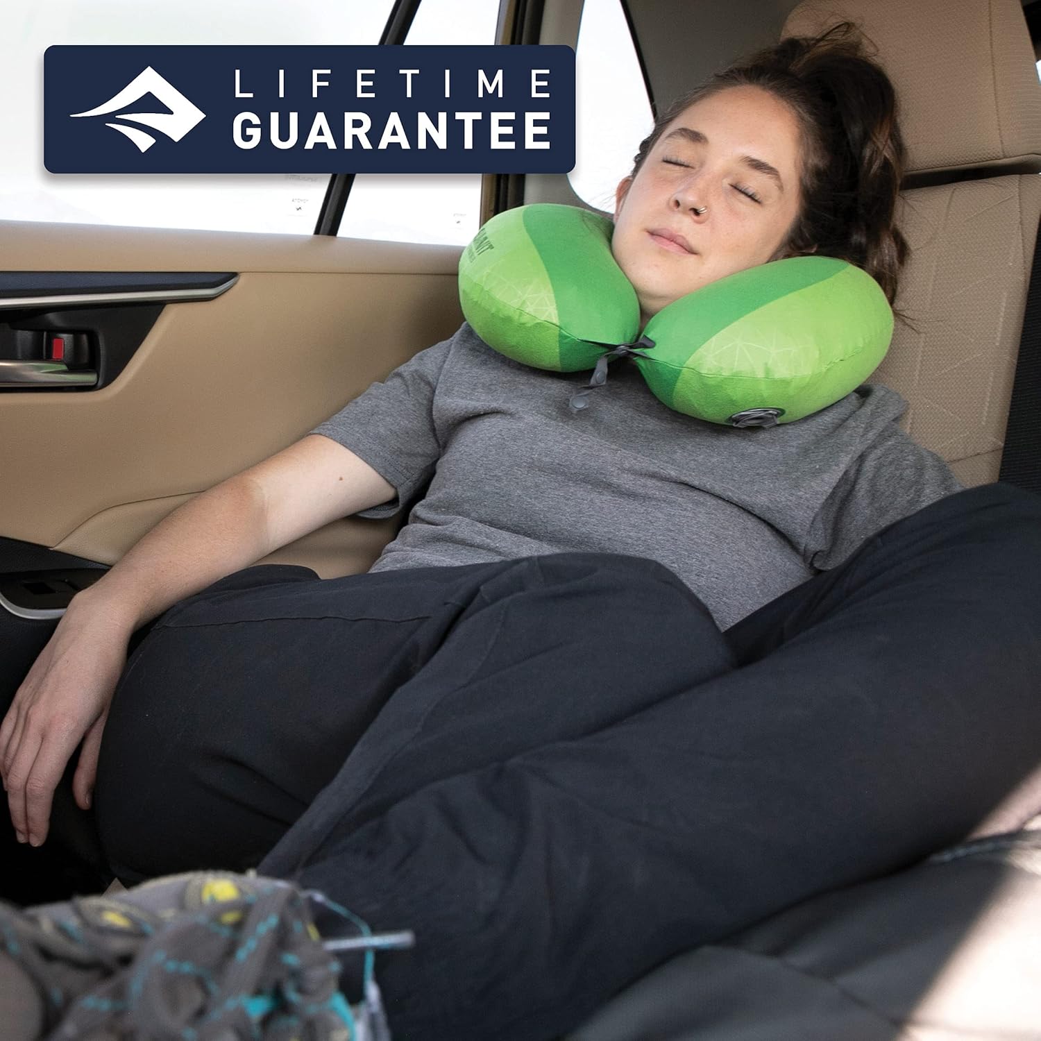 Sea to Summit Aeros Premium Traveller – Almohada inflable para el cuello, color lima