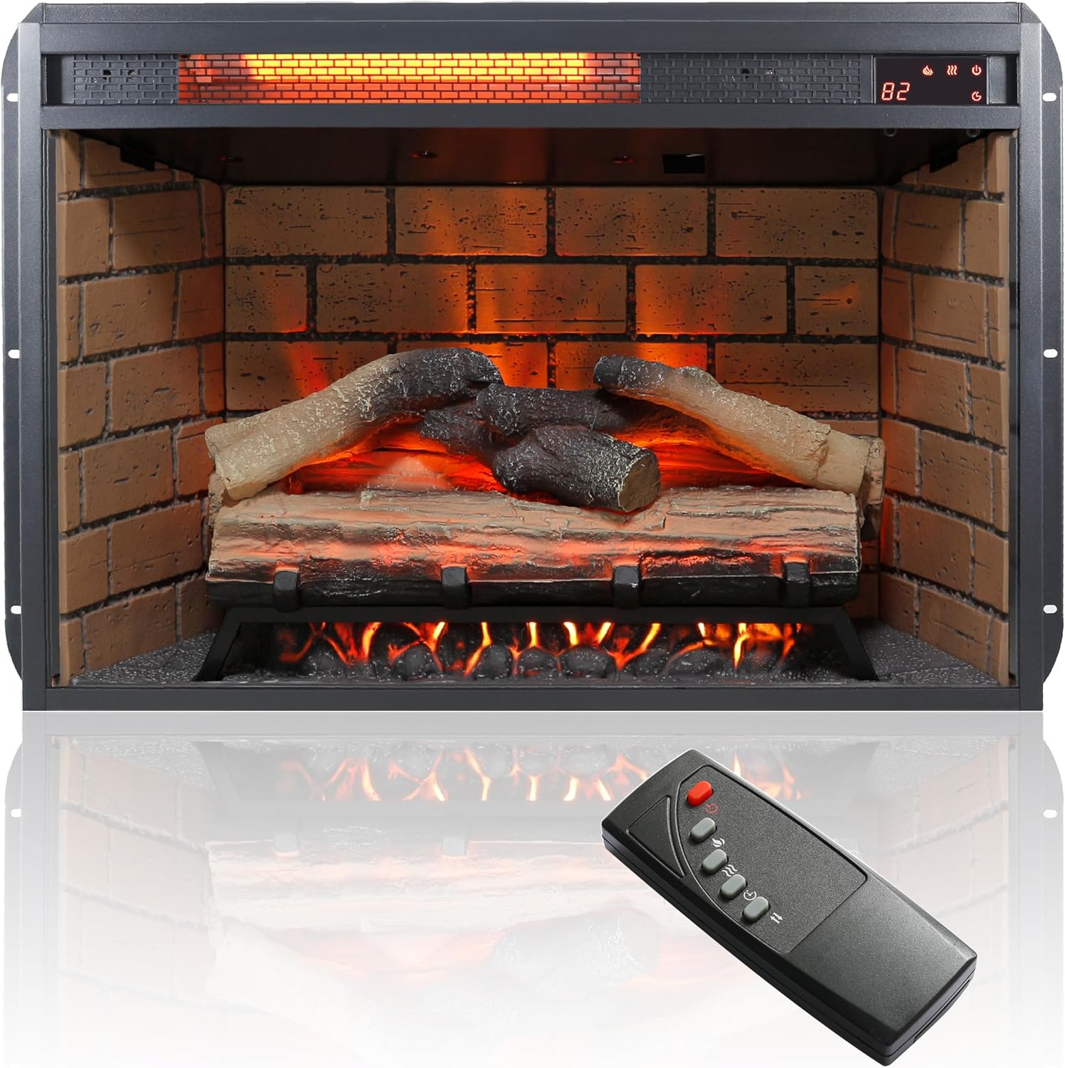 Centro de entretenimiento con chimenea eléctrica de 60 pulgadas con sensor de puerta, control remoto, nogal oscuro (roble)