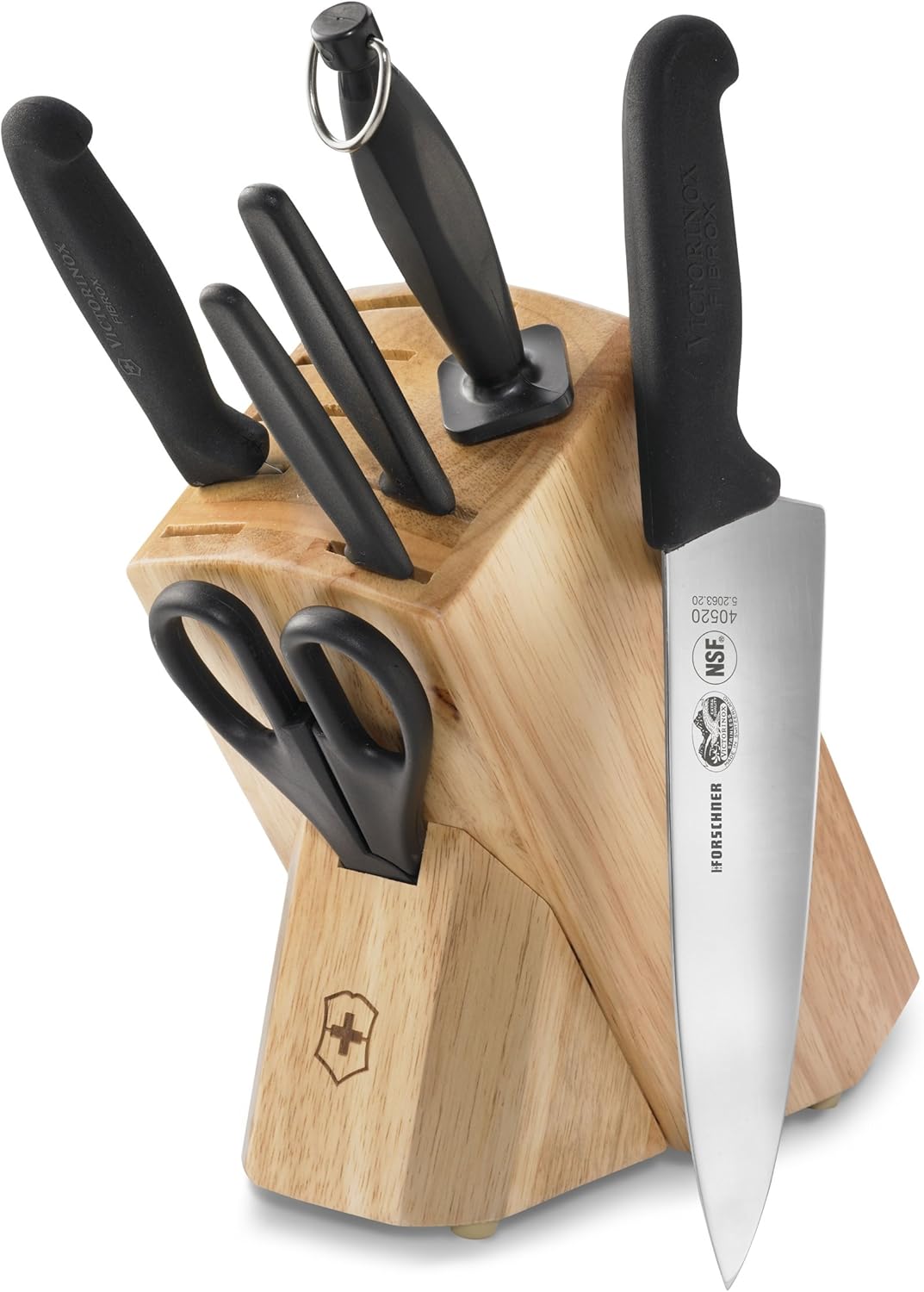 Juego de 7 cuchillos con bloque de madera Victorinox, con mangos de palisandro, Negro