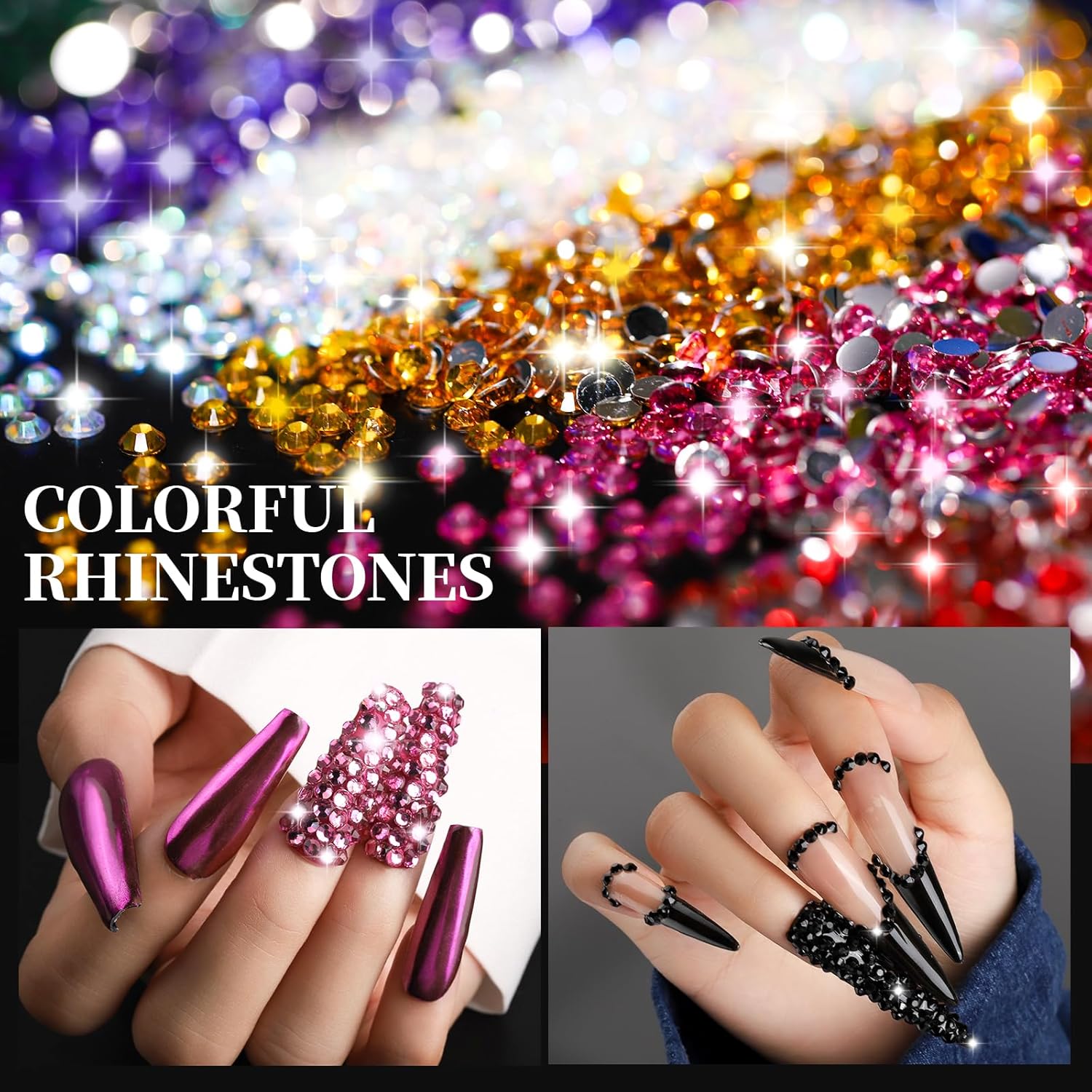 YGDZ Diamantes de imitación, 10000 piezas de diamantes de imitación para uñas, diamantes de imitación para manualidades, uñas, perlas de uñas,