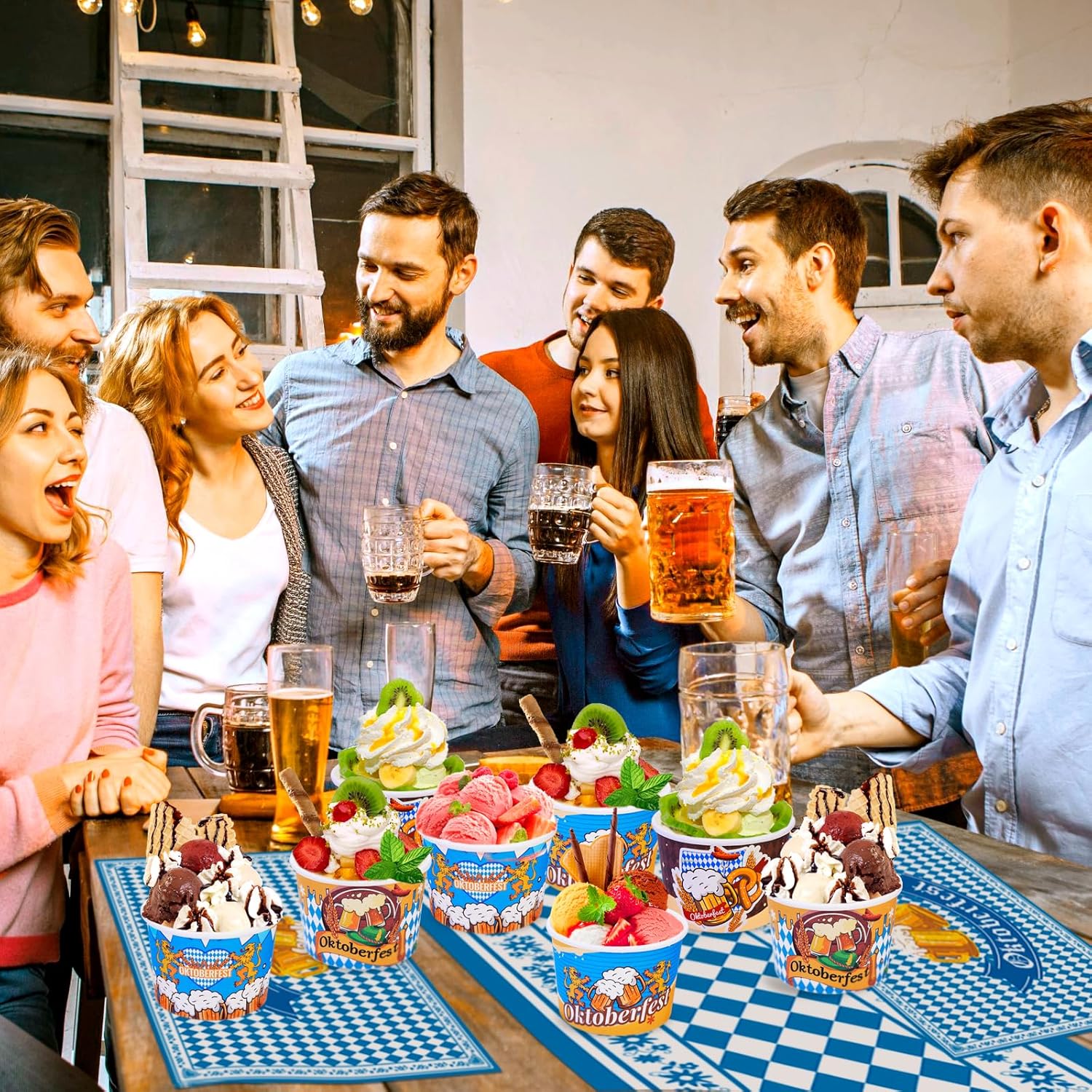 HOWAF 24 tazas de aperitivos para fiesta de Oktoberfest, taza de helado de Oktoberfest, cuenco de aperitivos de Oktoberfest, taza de papel
