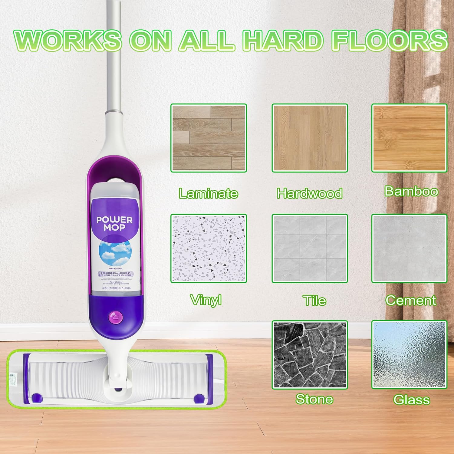 Almohadillas de repuesto para trapeador compatibles con Swiffer PowerMop, almohadillas de microfibra lavables y reutilizables de 15 pulgadas para