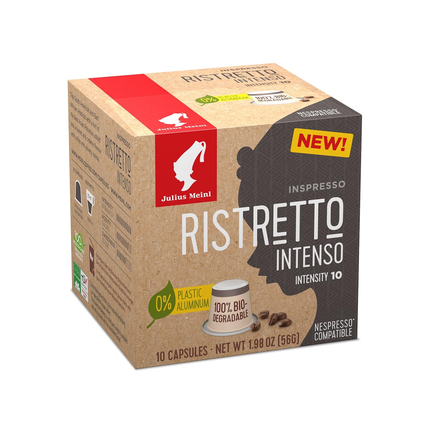 Julius Meinl – Compatible con Nespresso – Cápsulas Ristretto Intenso – 10 x 0.19 oz (Paquete de 10)