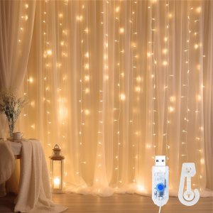 Guirnalda de 300 luces LED, 10 x 10 pies, cortina de ventana colgante con ganchos, 8 modos y luces de enchufe USB para dormitorio, interiores, Guirnalda de 300 luces LED, 10 x 10 pies, cortina de ventana colgante con ganchos, 8 modos y luces de enchufe USB para dormitorio, interiores,