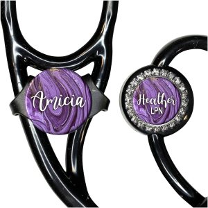Purple Stethoscope Name Tag Personalized Adjustable ID Label – You Customize Tag Style and Color, Fonts, Design Size and Decorative Frame Purple Stethoscope Name Tag Personalized Adjustable ID Label – You Customize Tag Style and Color, Fonts, Design Size and Decorative Frame