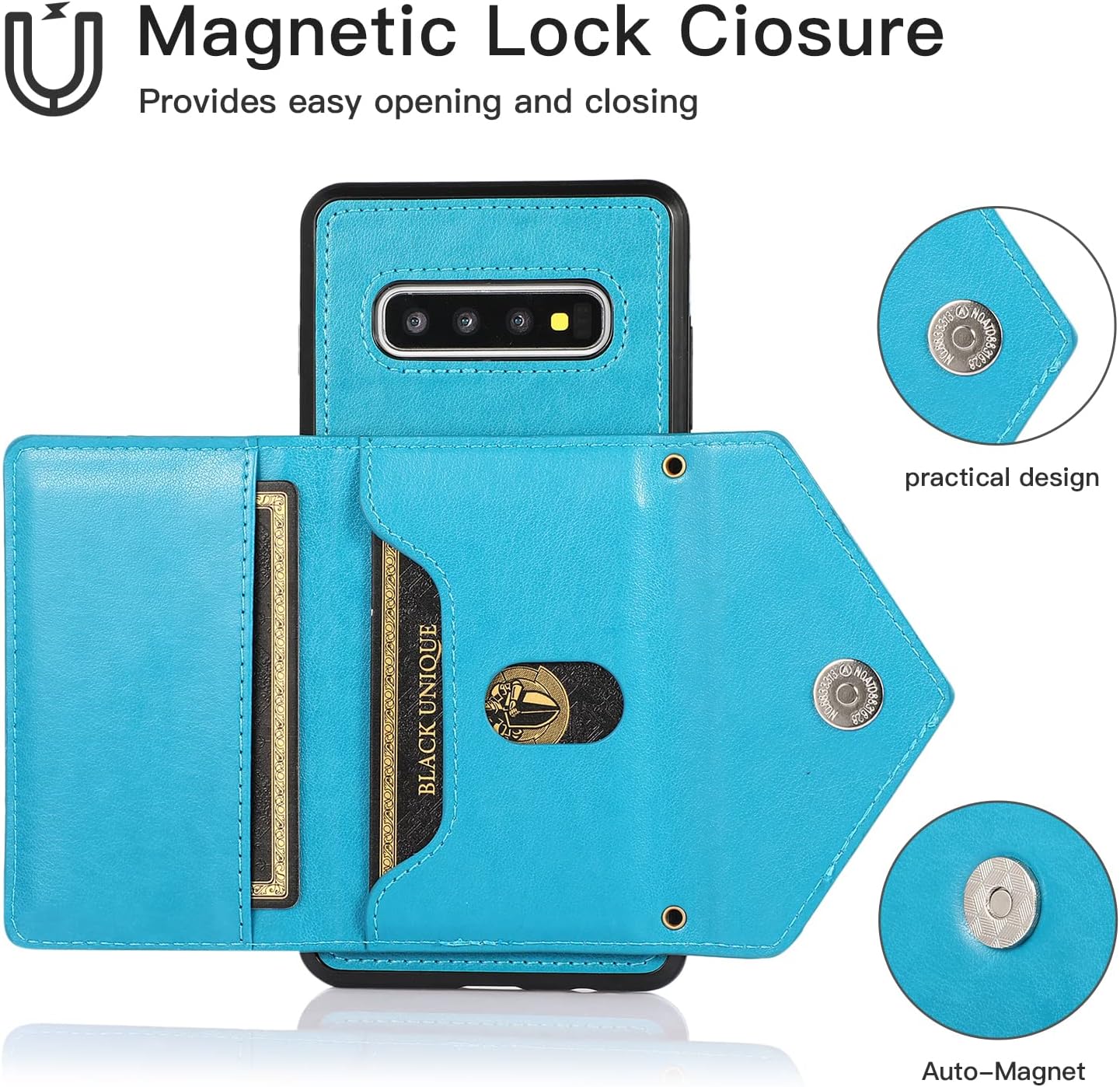 Asuwish Compatible con Samsung Galaxy S10 – Funda tipo cartera cruzada y protector de pantalla de vidrio templado, soporte para tarjetas de crédito,