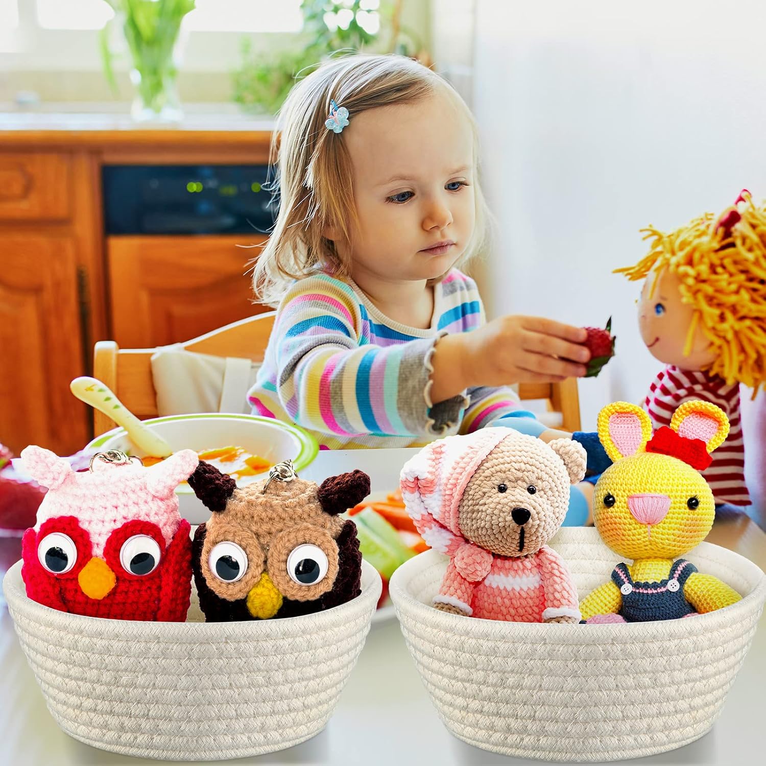Tatuo 6 juegos de cestas de regalo, canastas vacías de algodón tejido a granel con bolsas, cintas, conejo, dulces, huevos de Pascua, cesta para