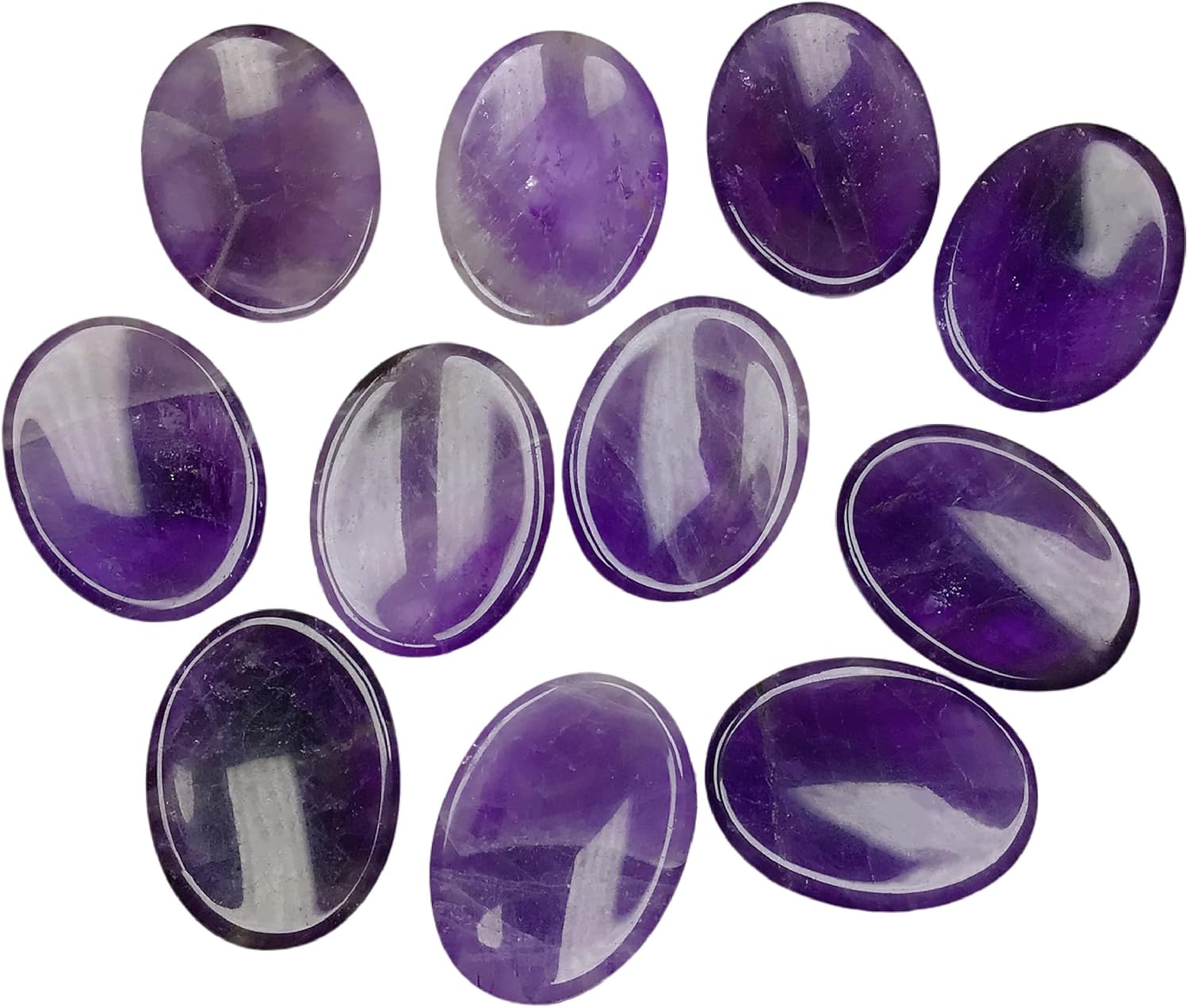 Juego de 4 piedras de cristal curativo natural para el pulgar para aliviar la ansiedad, piedras preciosas ovaladas de bolsillo, piedras preciosas a
