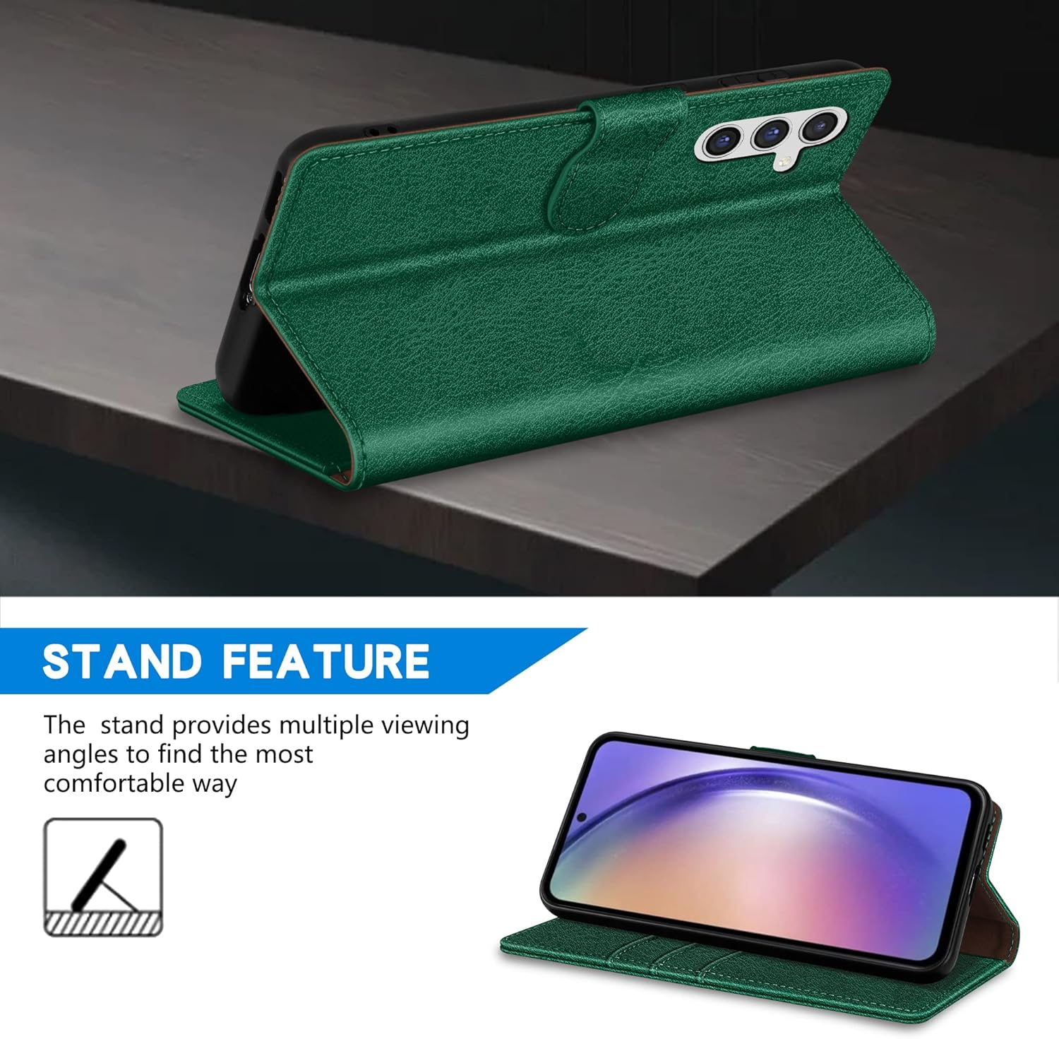 ZZXX Funda tipo cartera para Samsung Galaxy A54 5G con bloqueo RFID, ranura para tarjetas, función atril, cierre magnético, funda protectora de