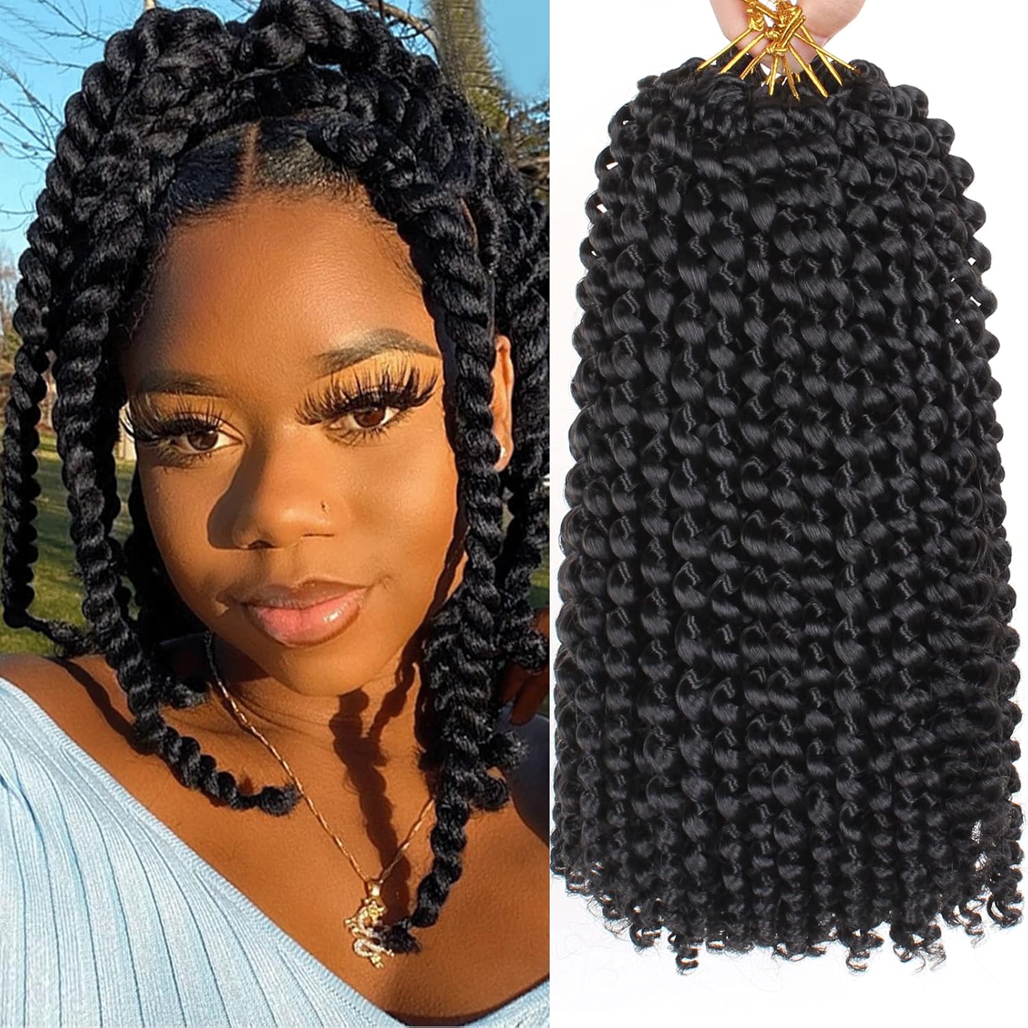 Leeven – pelo rizado de 18 pulgadas en onda de agua de Crochet Twist, 6 unidades, pasión de Twist Crochet, pelo sintético para mujeres negras