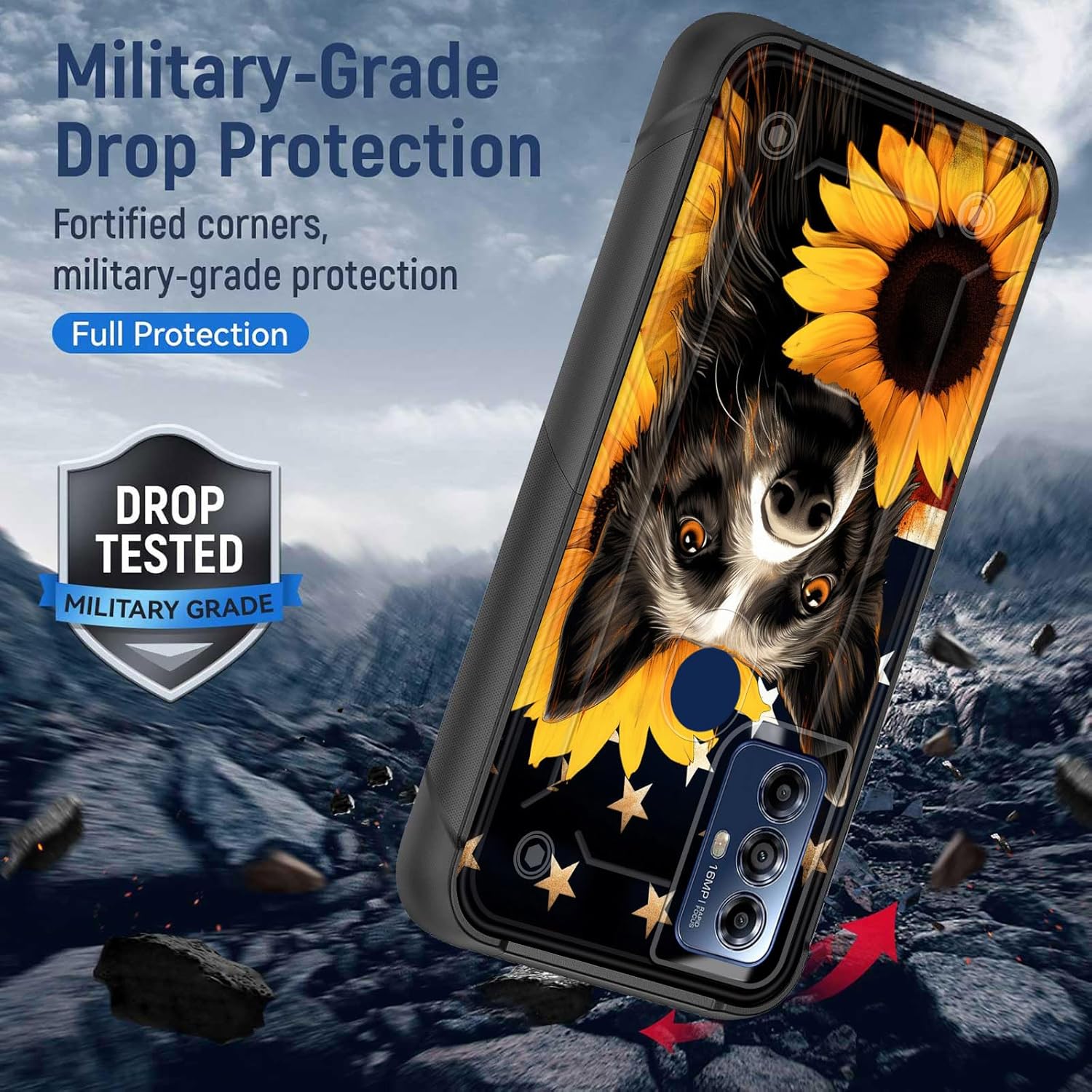 wiaekosef Funda para Motorola Moto G PureG Power 2022G Play 2023, resistente de doble capa de policarbonato duro y silicona suave resistente a