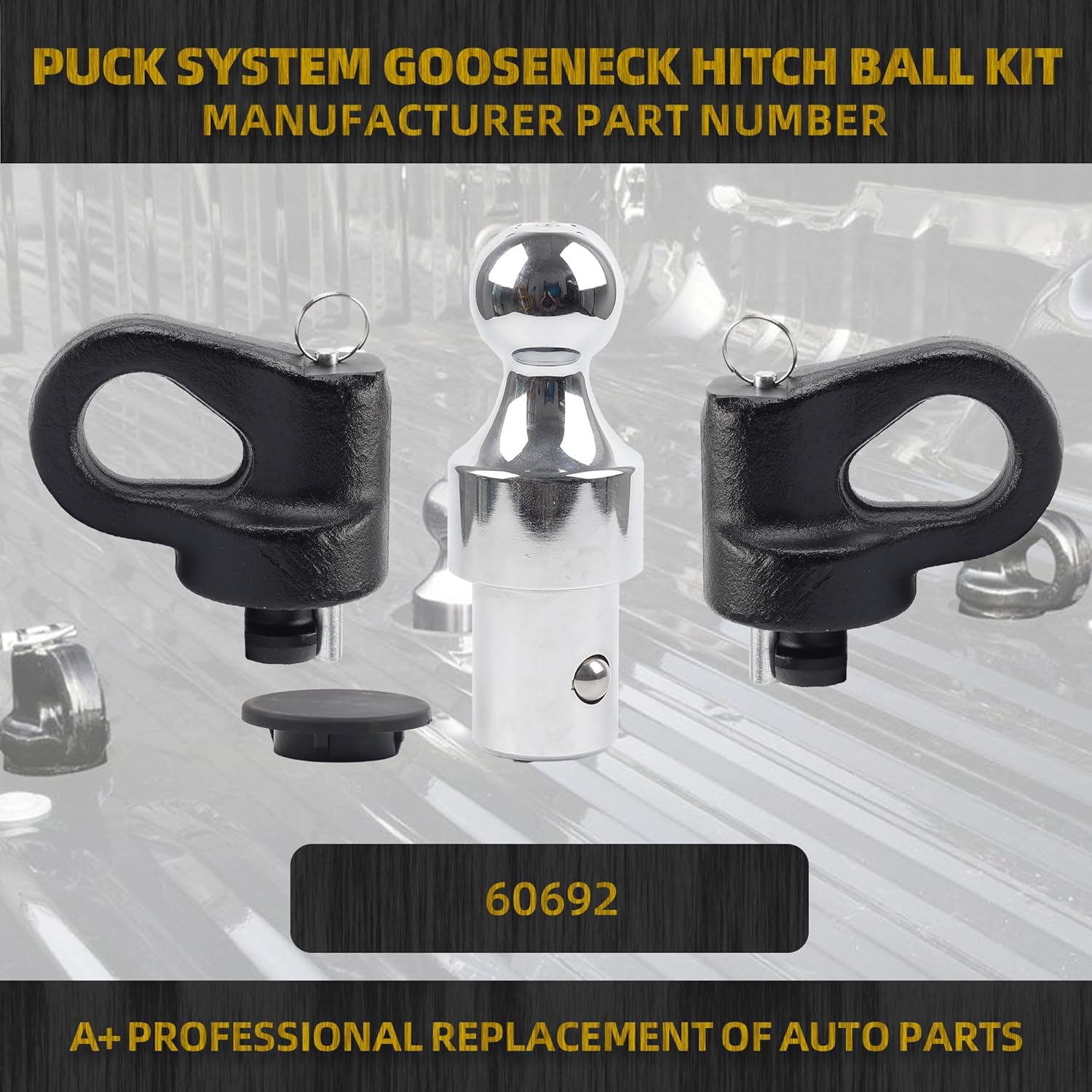 Dasbecan 60692 Kit de cadena de seguridad de cuello de cisne de 30 K, 2-516 pulgadas, compatible con F250 F350 F450 Super Duty GMC Sierra 2500 3500