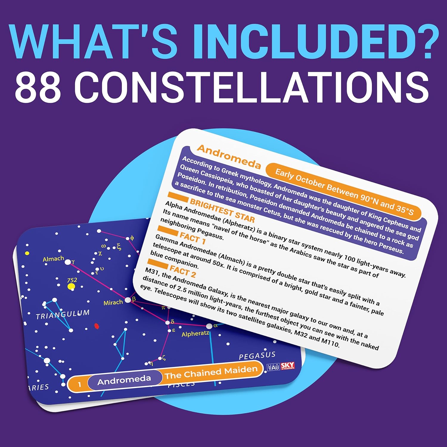 Briston 88 tarjetas flash de astronomía de constelación estudio integral STEM – Diagramas celestiales y de estrellas – Exploración del universo para