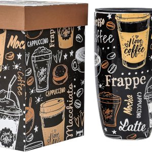 Topadorn Taza de cerámica de porcelana Latte Tea Cup Taza de café con caja de regalo, 17oz.Taza de viaje con tapa, estilo café Topadorn Taza de cerámica de porcelana Latte Tea Cup Taza de café con caja de regalo, 17oz.Taza de viaje con tapa, estilo café