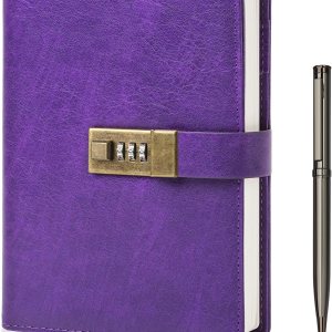 WEMATE Diario con cerradura, diario A5 de piel sintética con candado, 240 páginas, diario de bloqueo vintage protegido por contraseña con bolígrafo WEMATE Diario con cerradura, diario A5 de piel sintética con candado, 240 páginas, diario de bloqueo vintage protegido por contraseña con bolígrafo
