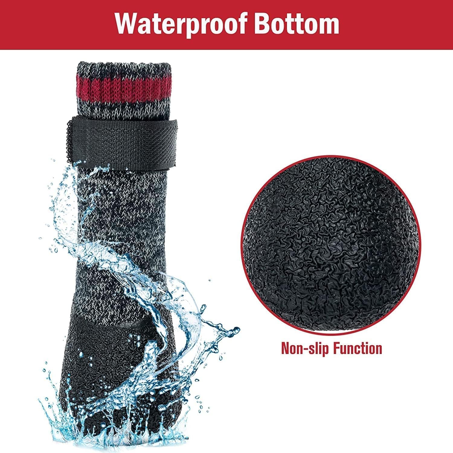 Mihachi Calcetines para perros, suela de goma, protectores de patas con correas, control de tracción, antideslizantes, impermeables, protectores de
