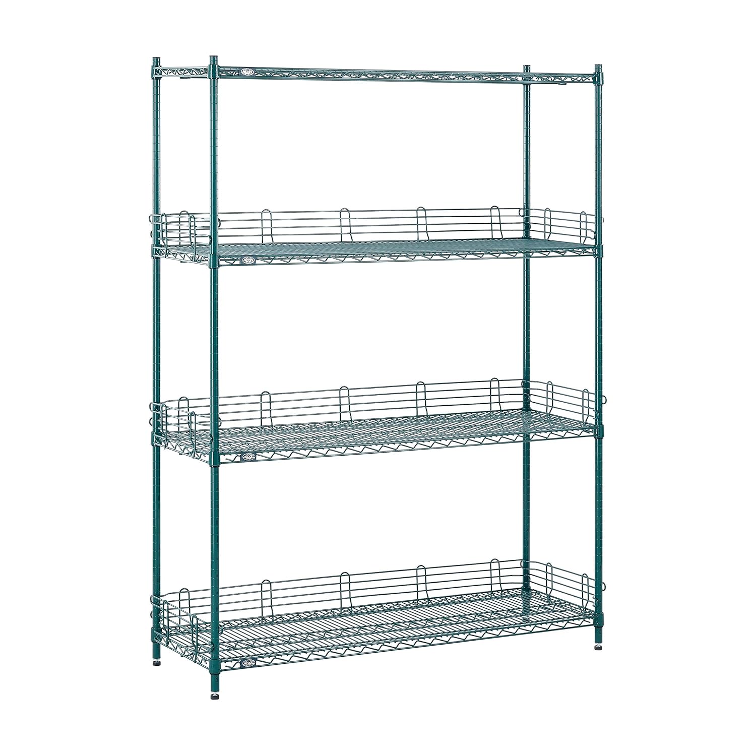 Nexel Estantería de alambre, epoxi verde, 54″ W X 18″ D X 74″ H