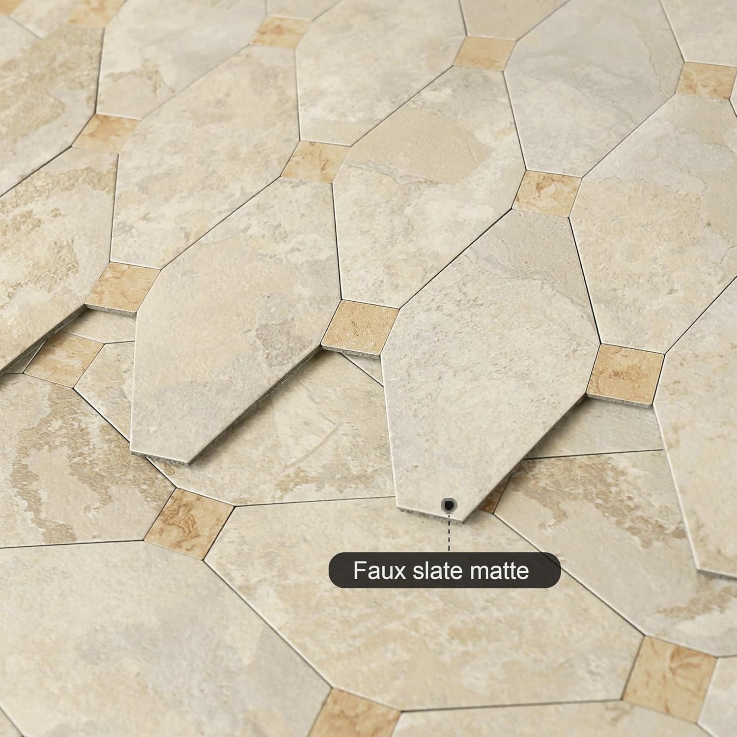 BeNice Azulejos hexagonales de mármol para cocina, azulejos de mármol hexagonales para baño (10 unidades, beige rústico)