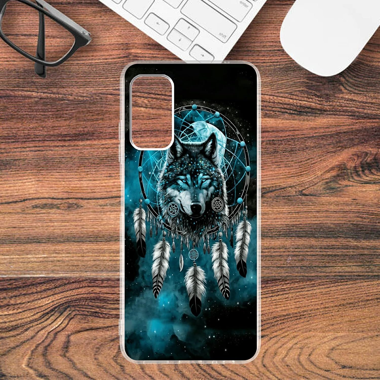 Rossy Funda transparente para teléfono Samsung Galaxy A23 5G con patrón de atrapasueños de lobo para mujeres y hombres, funda protectora delgada de