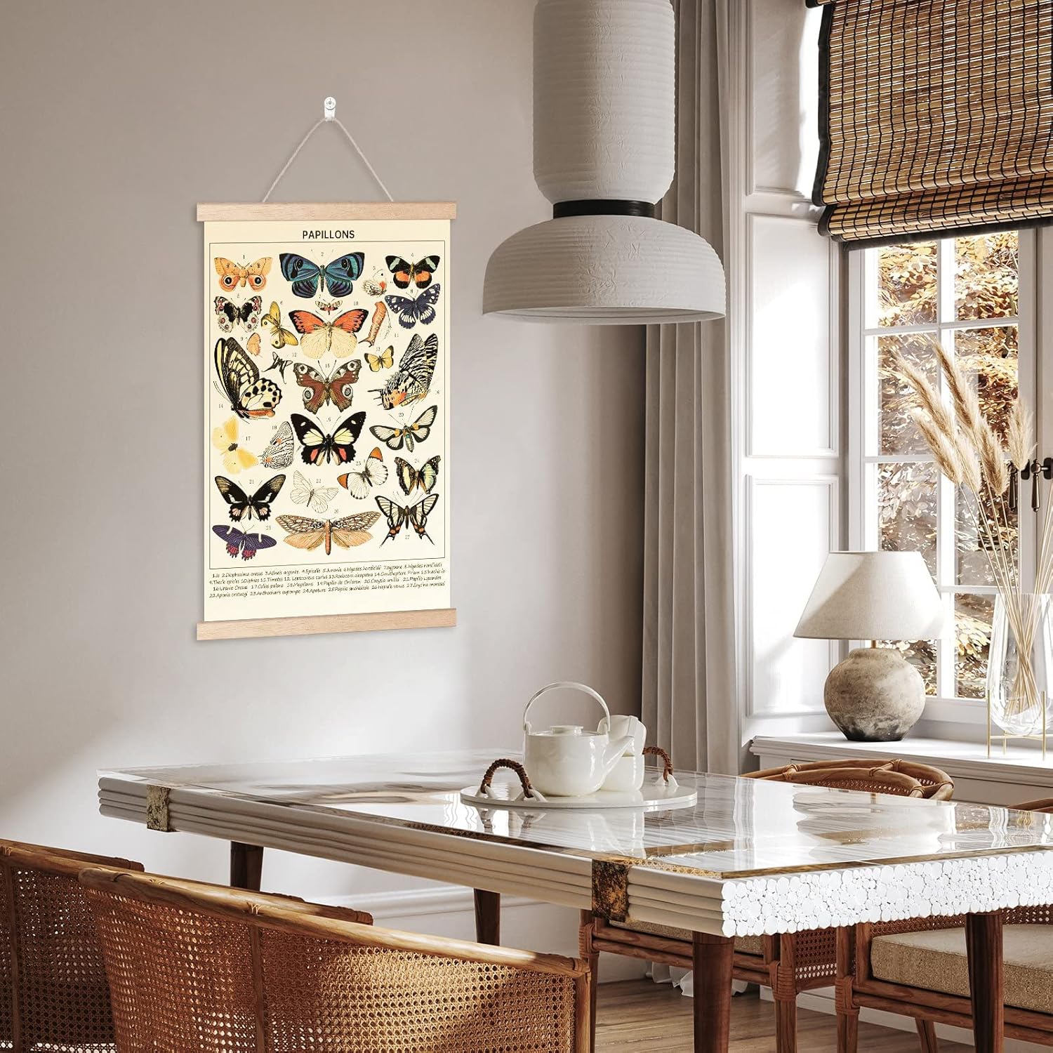 Chenkaiyang 2 carteles colgantes de mariposa vintage, para colgar en la pared, diseño de mariposa, rústico, retro, para decoración de sala de estar,