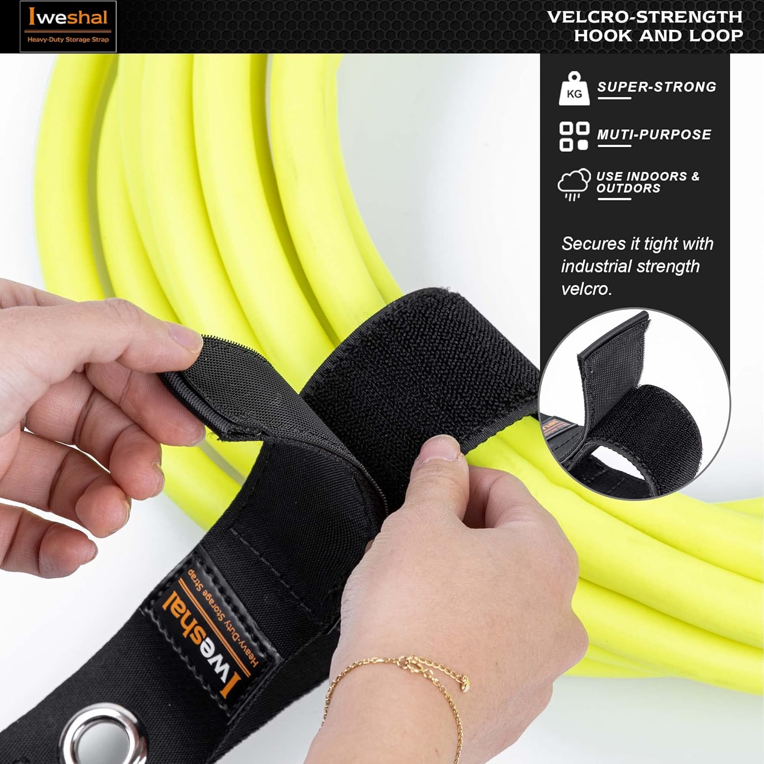 Organizador de cables de extensión para E-Track, paquete de 2 correas de almacenamiento resistentes para cables, cables y mangueras organizadas en