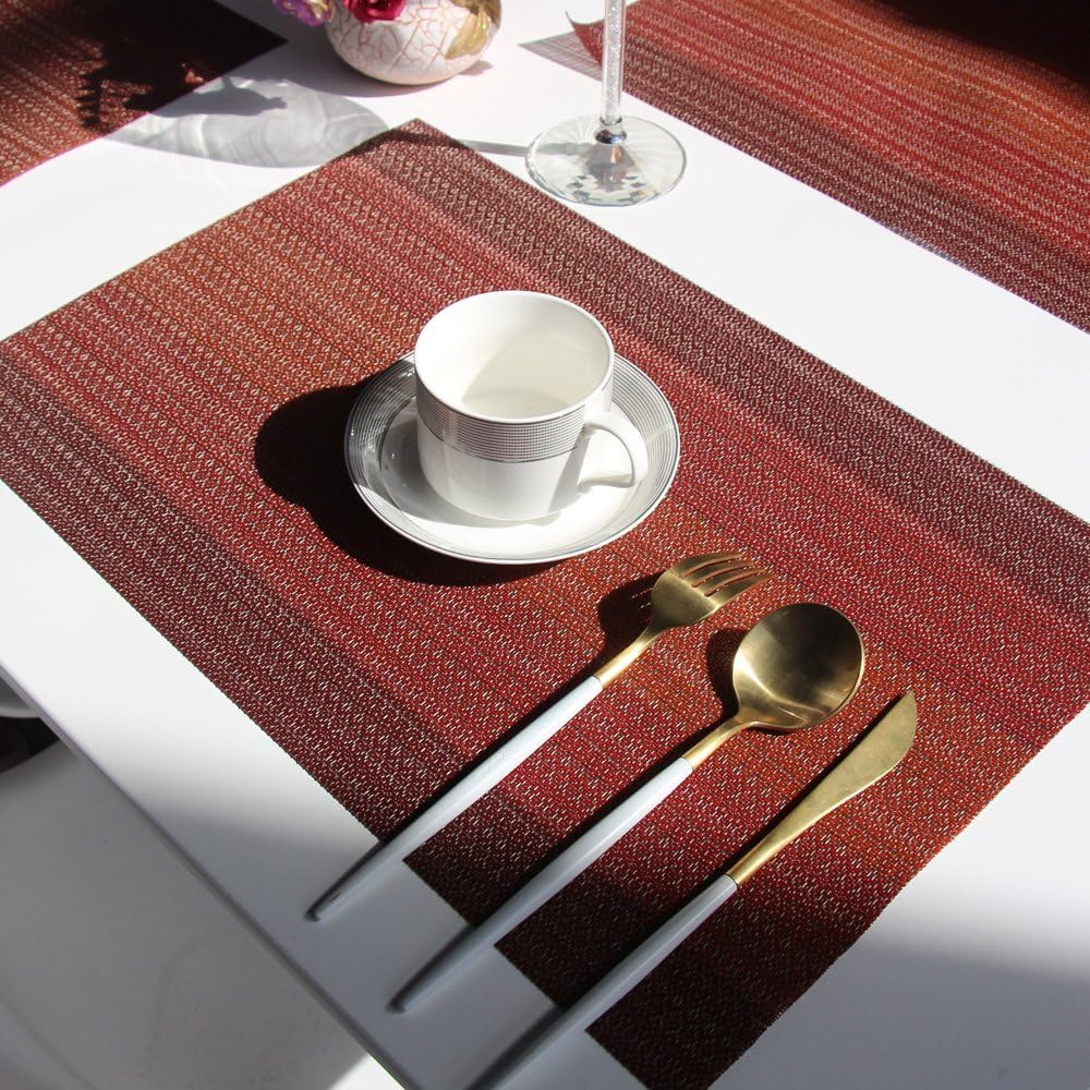 Bright Dream – Manteles individuales en PVC lavables y fáciles de limpiar para mesa de cocina, resistentes al calor y manteles de vinilo tejido.