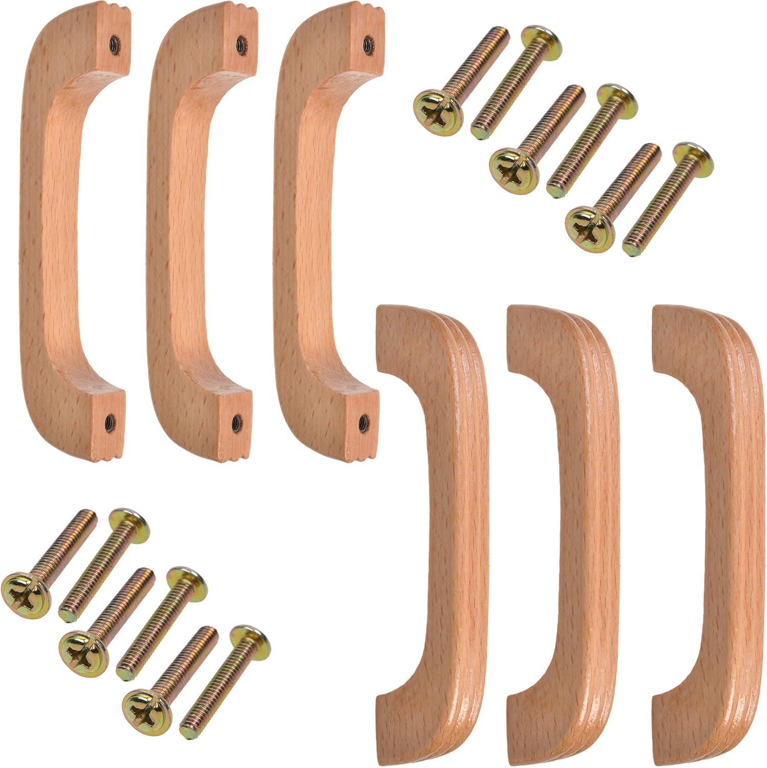 Cosmos 6 tiradores de madera para cajones de gabinete con tornillos
