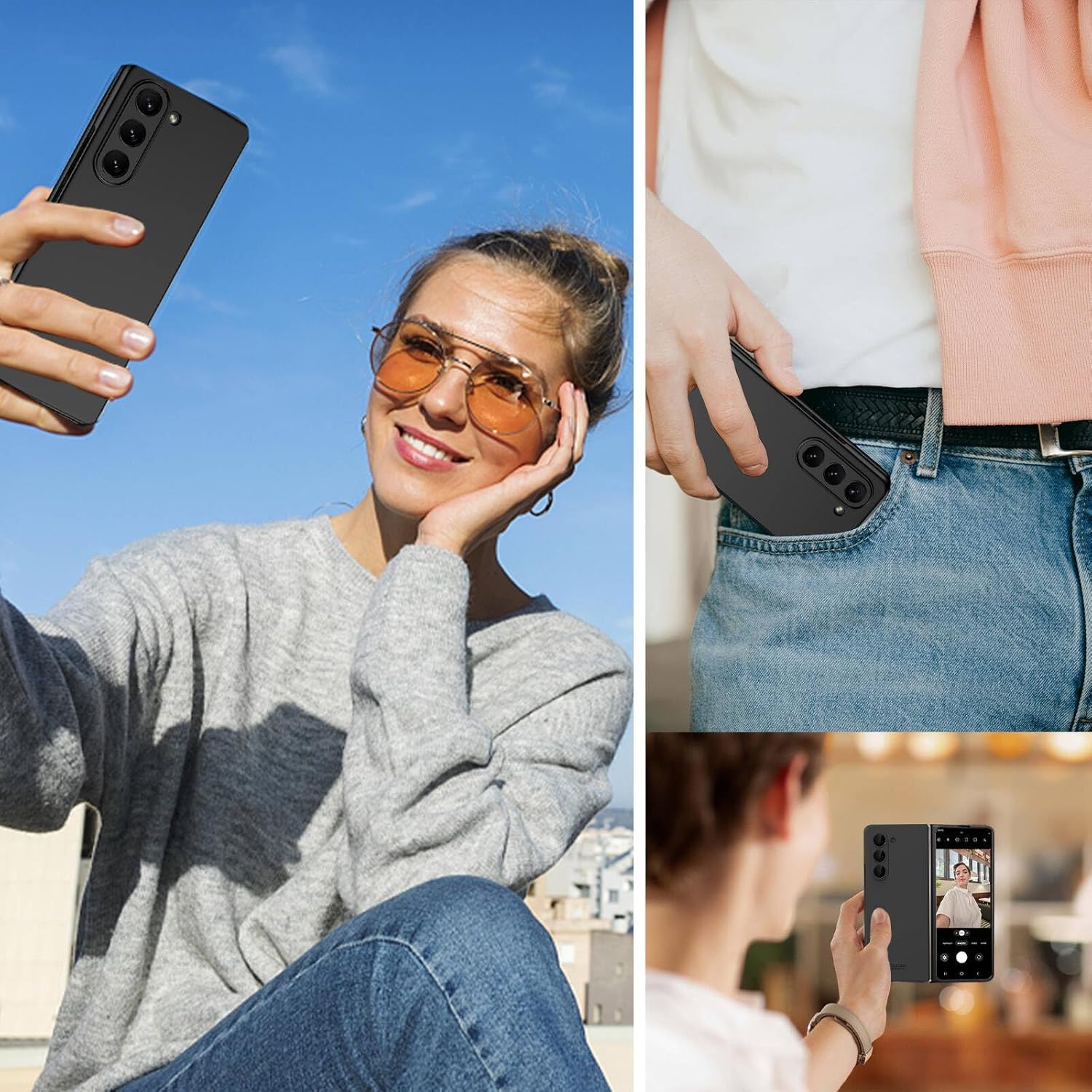 Funda para Samsung Galaxy Z Fold 5, cubierta de cuerpo completo con protector de pantalla integrado, ultra delgada, a prueba de golpes, arañazos,