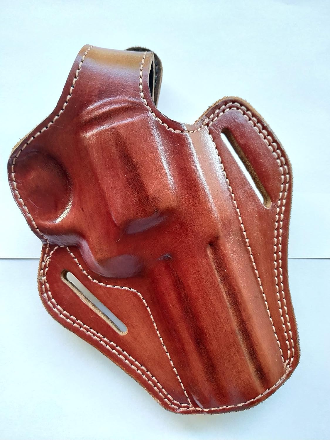 Cal38 Funda de cuero hecha a mano para Smith and Wesson modelo 686 357 Magnum 4 pulgadas, barril negro bronceado mano derecha
