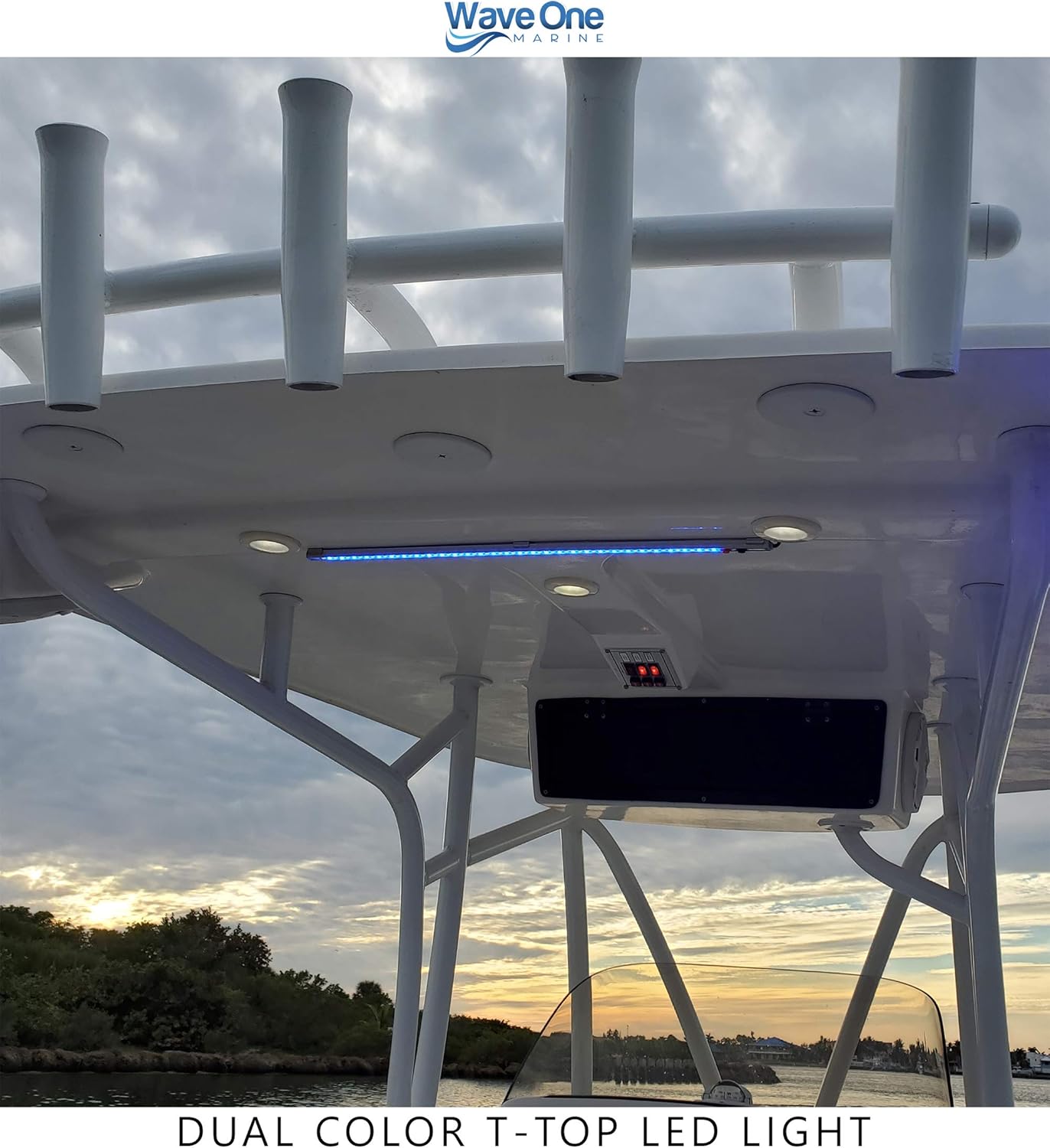 Luz LED con tapa en T de doble color con interruptor  Luz de timón de cabina de cortesía para barco  Carcasa de barra impermeable  Hardware
