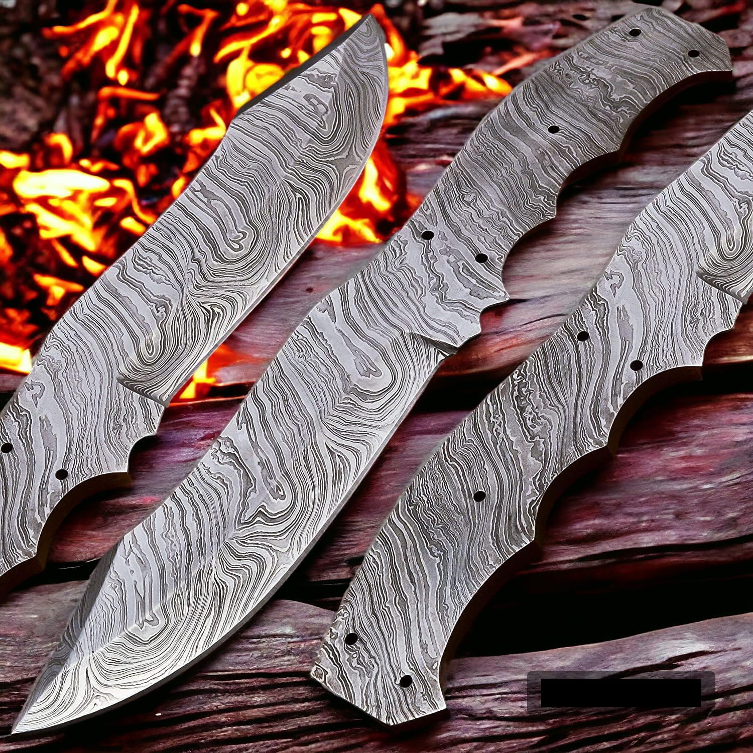 Wilson Roy Cuchillo de hoja en blanco de espiga completa de acero de Damasco hecho a mano para la fabricación de cuchillos suministros-7VV