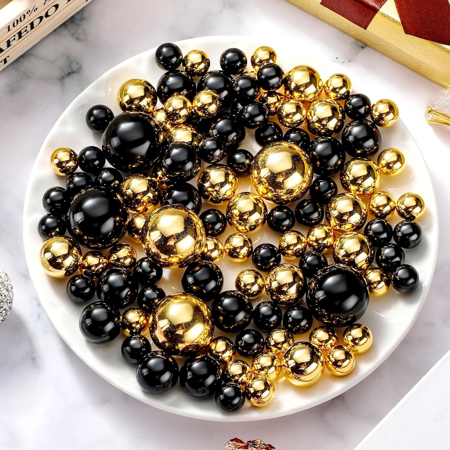 Hicarer 120 piezas de perlas para relleno de jarrón, jarrón de perlas para centros de mesa de perlas para soporte de cepillo, cuentas redondas de