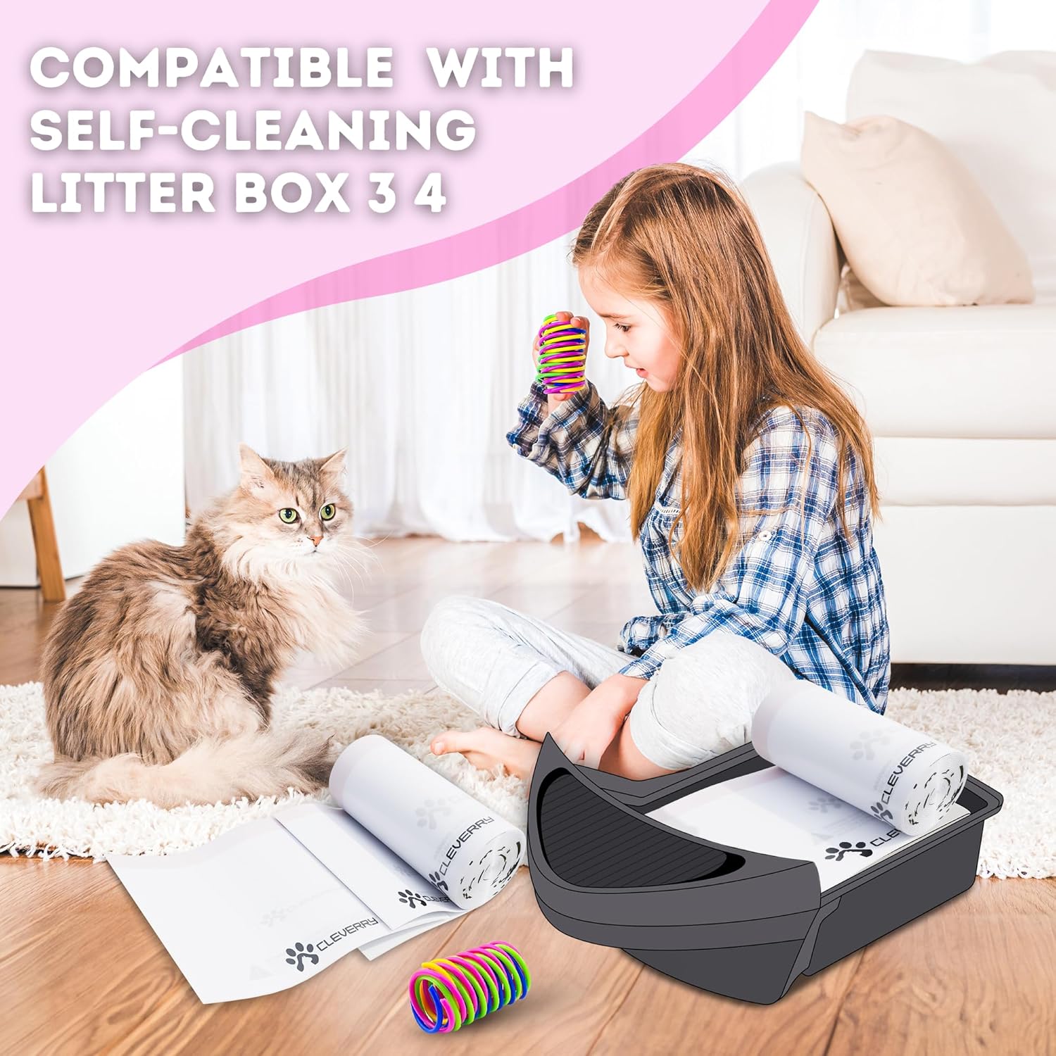 Cleverry Bolsas de arena compatibles con caja de arena automática autolimpiante para gatos, robot 3 y 4, paquete de 75  9  11 galones  Forros de
