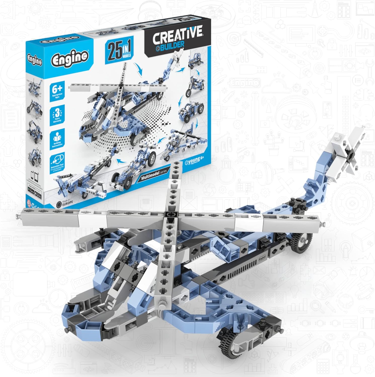 Engino – Inventor STEM Toys, 25 juego multimodelo, juguetes educativos para niños de 6 años, kit de ingeniería, juguetes de construcción de troncos,