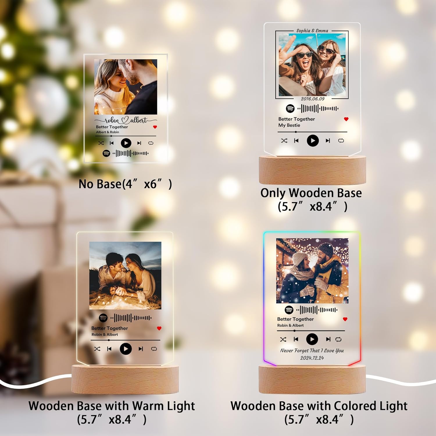 YESCUSTOM Canción acrílica personalizada con foto, regalo personalizado para novio, novia, cubierta de álbum acrílico, placa de música transparente