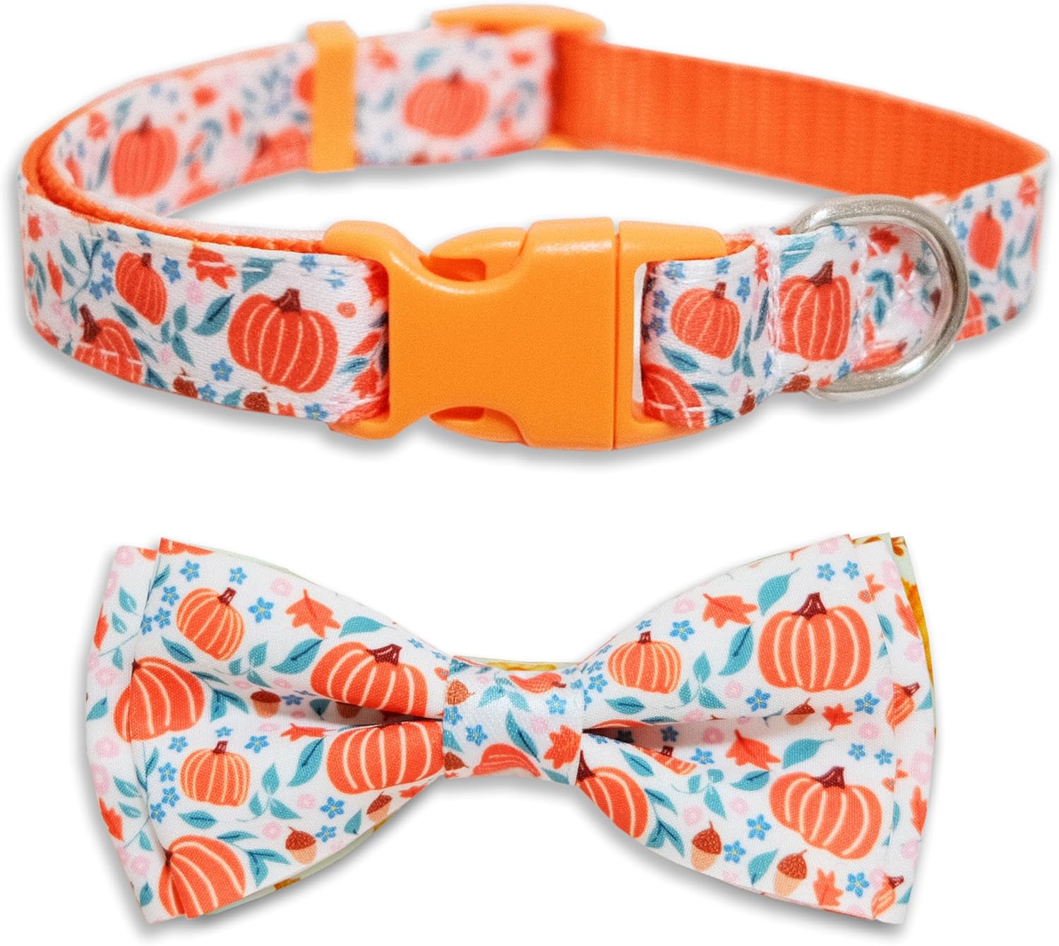 Collar de calabaza de otoño para perro con pajarita, collar festivo de cosecha de otoño de Acción de Gracias para niños pequeños y niñas, mascotas
