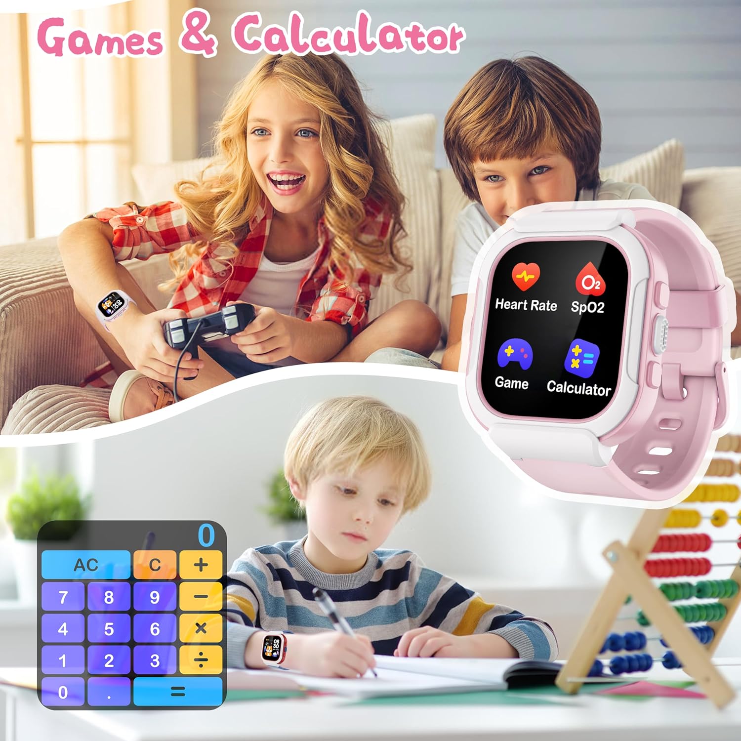 ZOSKVEE Reloj inteligente para niños, IP68 resistente al agua, reloj de fitness con esfera de reloj DIY de 1.4 pulgadas, monitor de frecuencia