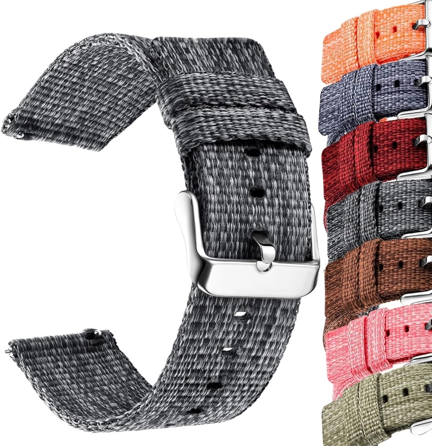 Correa de reloj de 0.787in para Samsung Galaxy Watch4 Classic 46 1.654in Reloj de nailon deportivo 4 44 1.575in Correa de reloj (color negro, tamaño