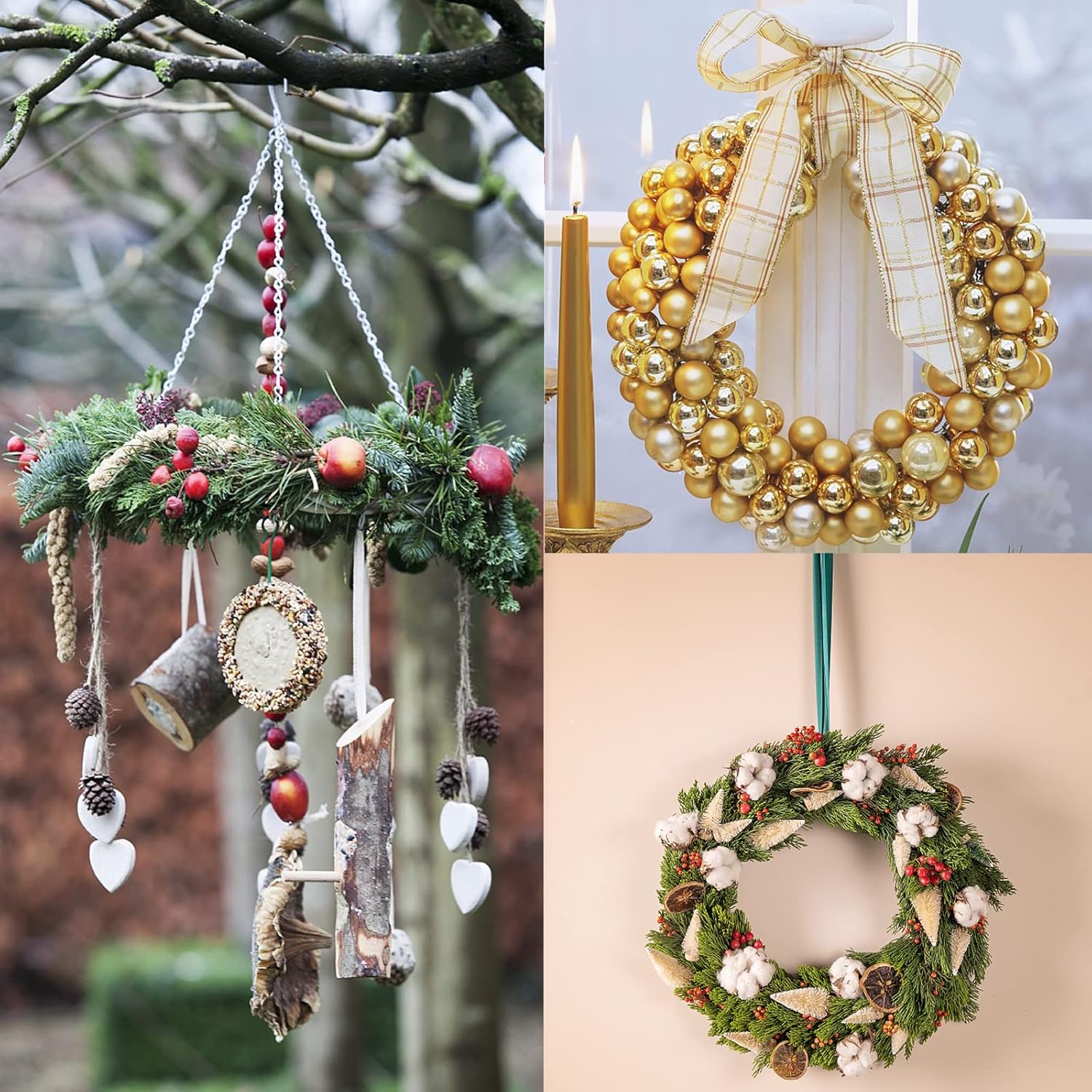 6 marcos de corona de madera para manualidades, manualidades de madera sin terminar, anillos de aro florales, guirnalda de Navidad, decoraciones