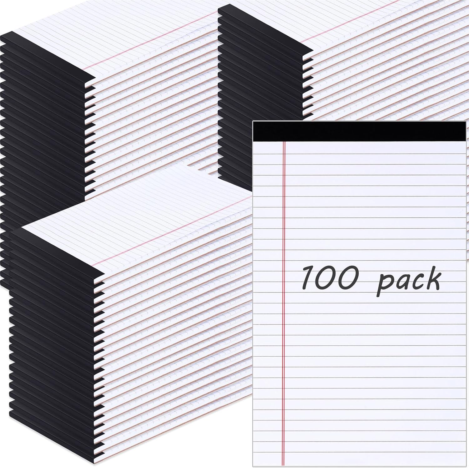 100 blocs legales de 5 x 8 pulgadas, bloc de notas de escritura con rayas anchas pequeñas, blocs de notas forradas, bloc de notas legal a granel