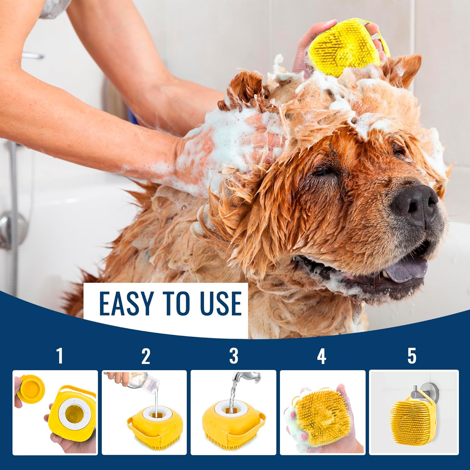 Cepillo de dientes para dedos de perro, cepillo de champú para perros, accesorios para perros cepillo de baño para perros 3 en 1 y kit de cepillo de