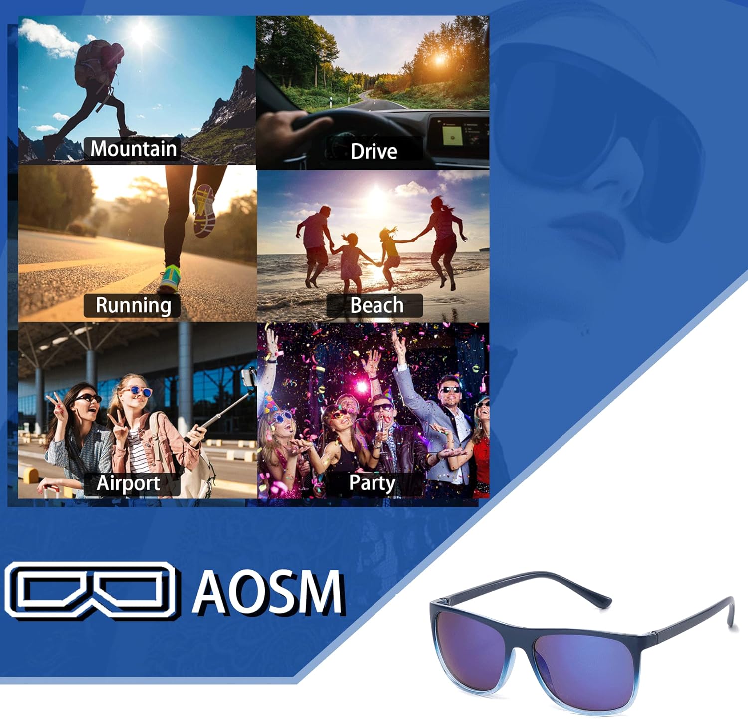 AOSM Classic Round Sunglasses for Women Men Retro Vintage Shades Parent-child Sun Glasses UV400 Protection Plastic Frame