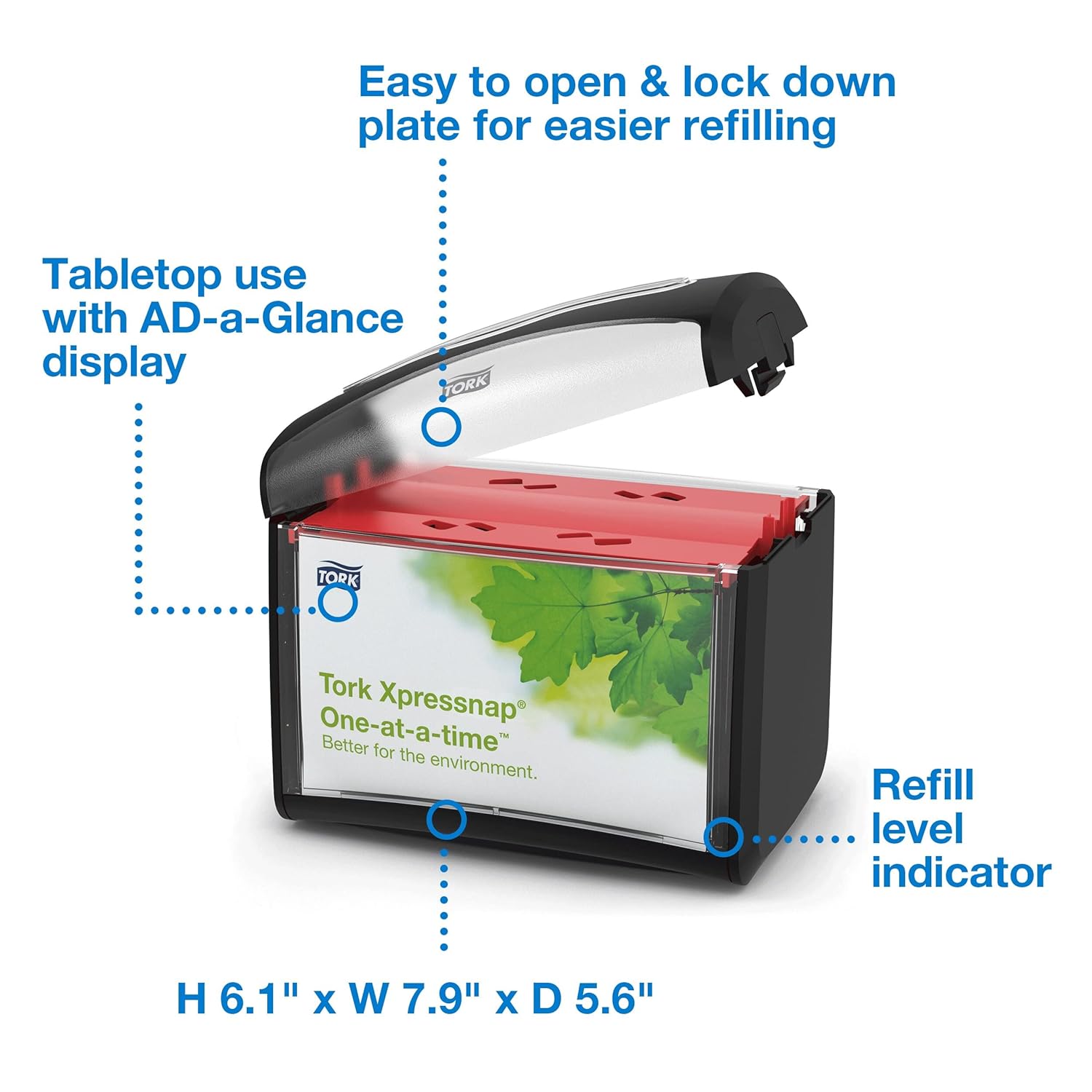 Tork Xpressnap 6232100 – Dispensador de servilletas de mesa, negro N4, línea de firma, 1 pieza, 6.7 x 5.6 x 7.9 pulgadas, color negro