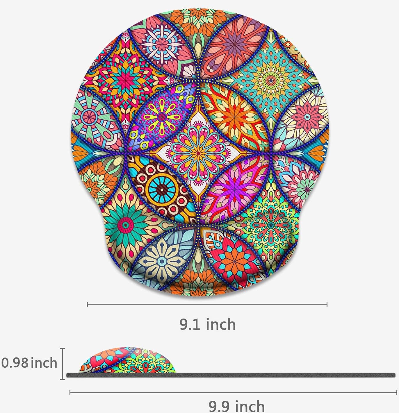 Britimes Ergonomic Mouse Pad with Wrist Support Mandala Floral Non-Slip Rubber Base Mousepad for Home Office Gaming Working Computers Laptop Easy