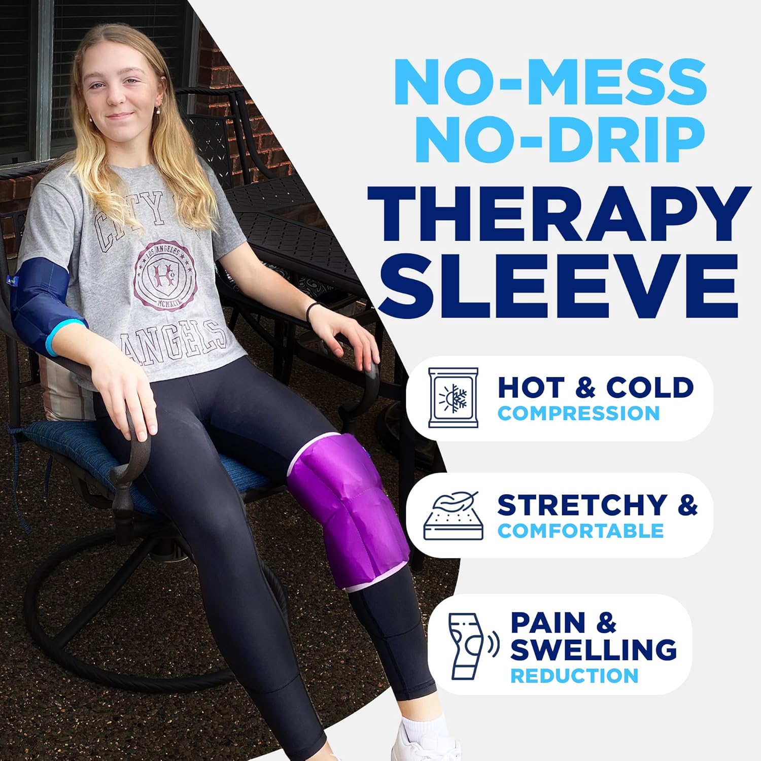 IceeNOW – Manga de hielo, paquete de frío y calor, para rodilla, cuádruple y bíceps, terapias de frío y calor, mangas ICEE para recuperación después