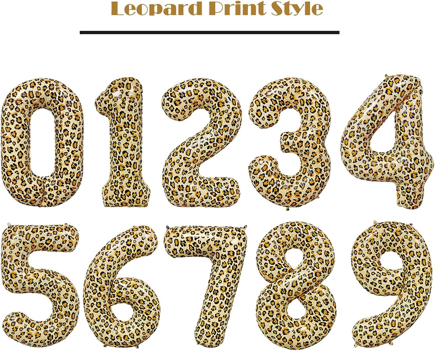 Globos con números con estampado de leopardo para decoraciones de fiesta de cumpleaños, globos dorados de 32 pulgadas, de leopardo, guepardo,