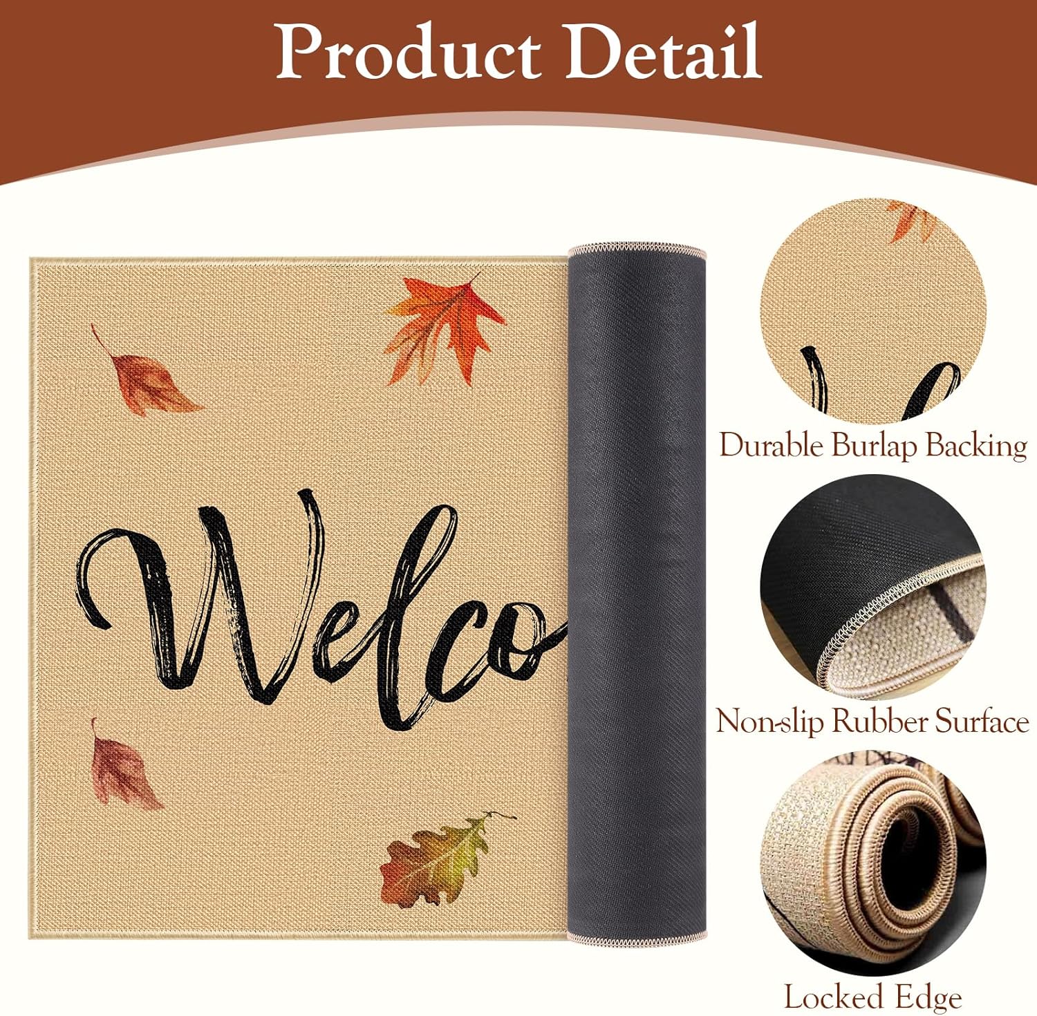Felpudo de bienvenida de otoño con diseño de gato, parte trasera de goma antideslizante, tapete para puerta de otoño, Acción de Gracias, decoración