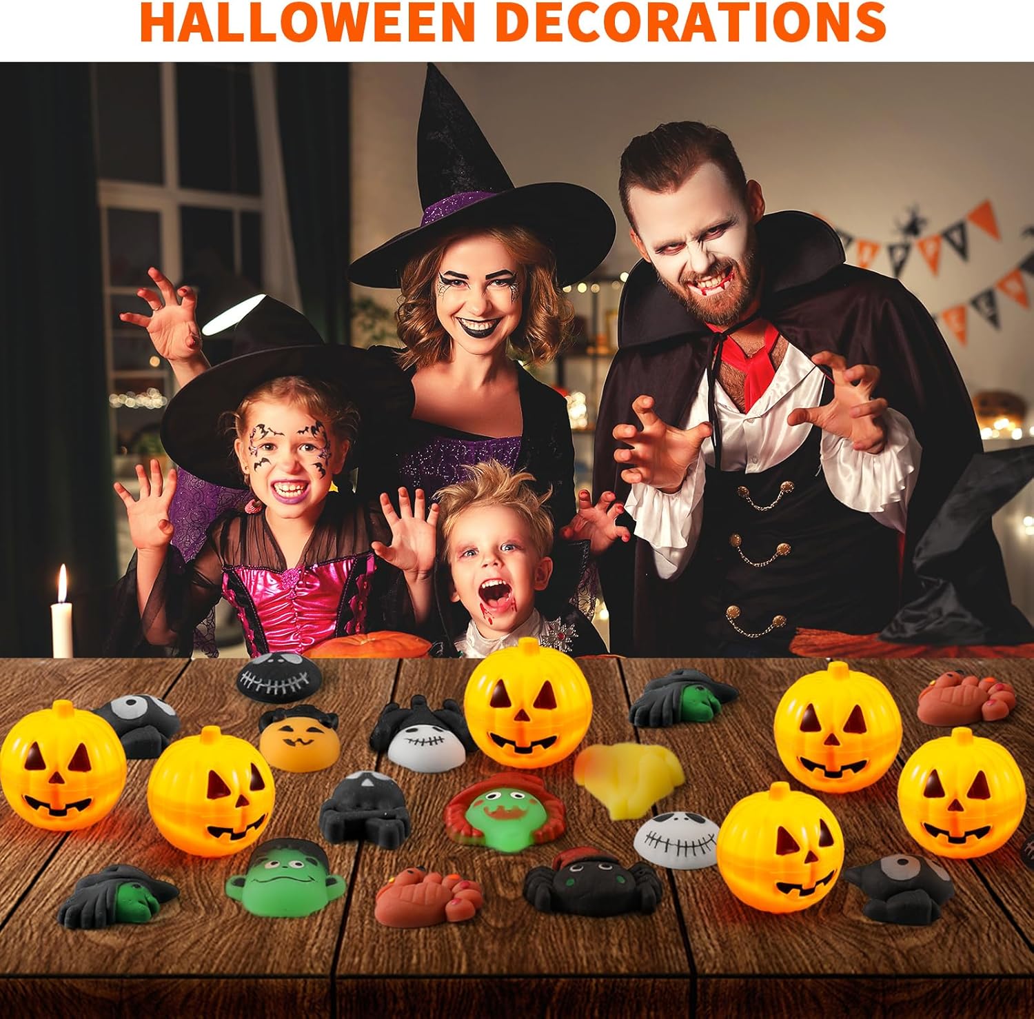 36 piezas de huevos de caramelo de calabazas de Halloween con juguetes de Halloween, bola brillante, recuerdos de fiesta, mini tarros de calabaza